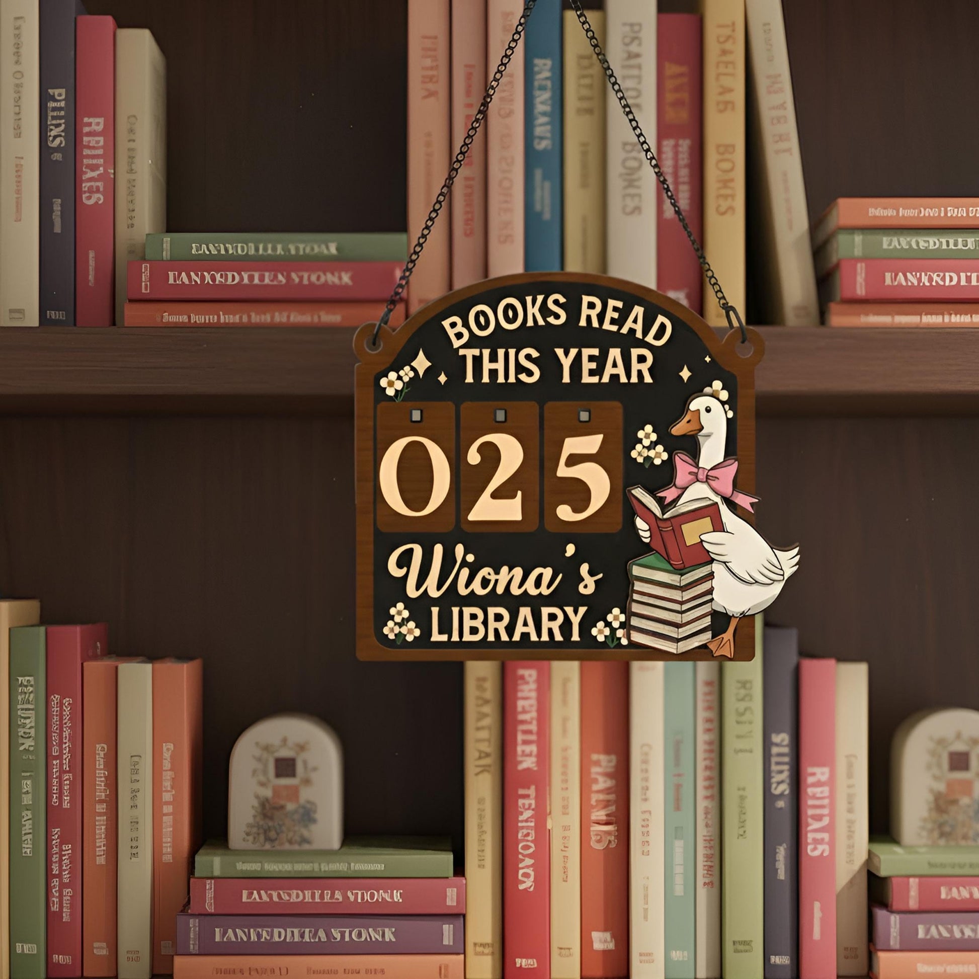 Custom Wooden Books Read Tracker - Library Gift