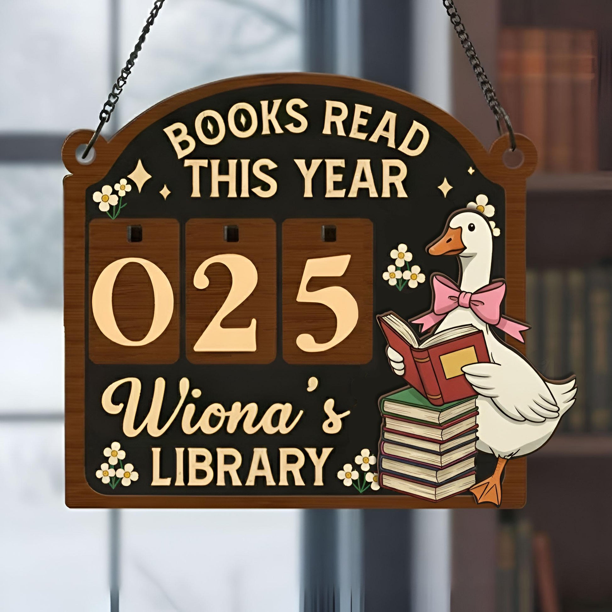 Custom Wooden Books Read Tracker - Library Gift