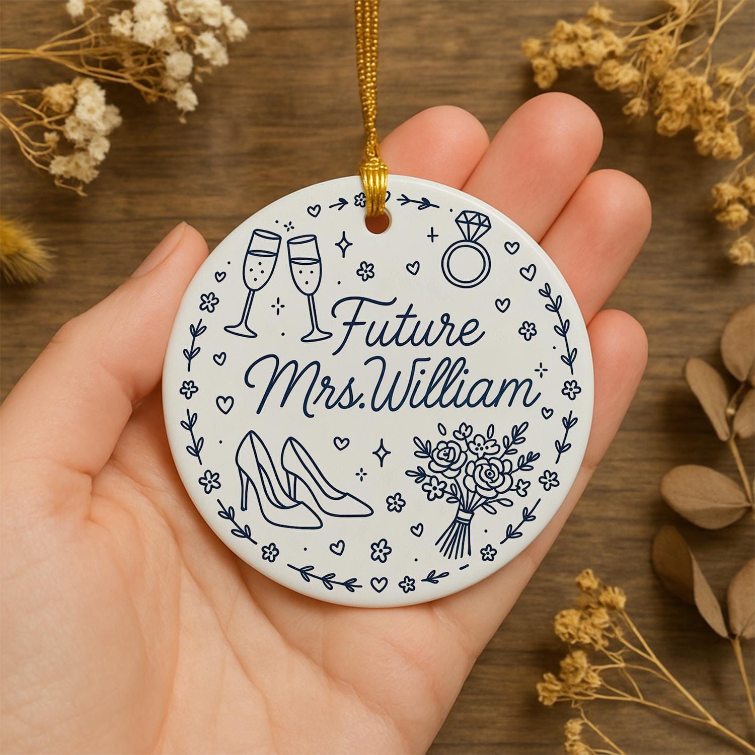 Future Mrs Ornament – Personalized Engagement Gift Ceramic Keepsake