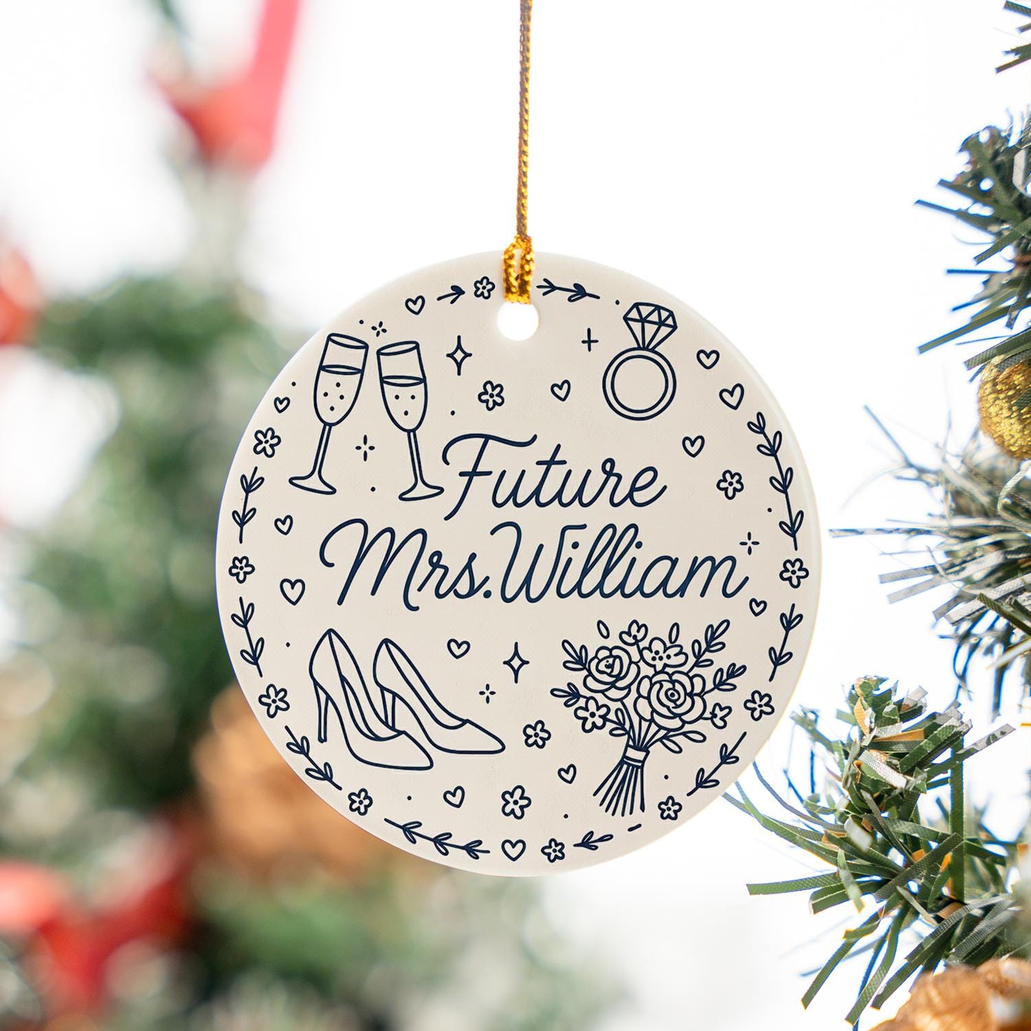 Future Mrs Ornament – Personalized Engagement Gift Ceramic Keepsake