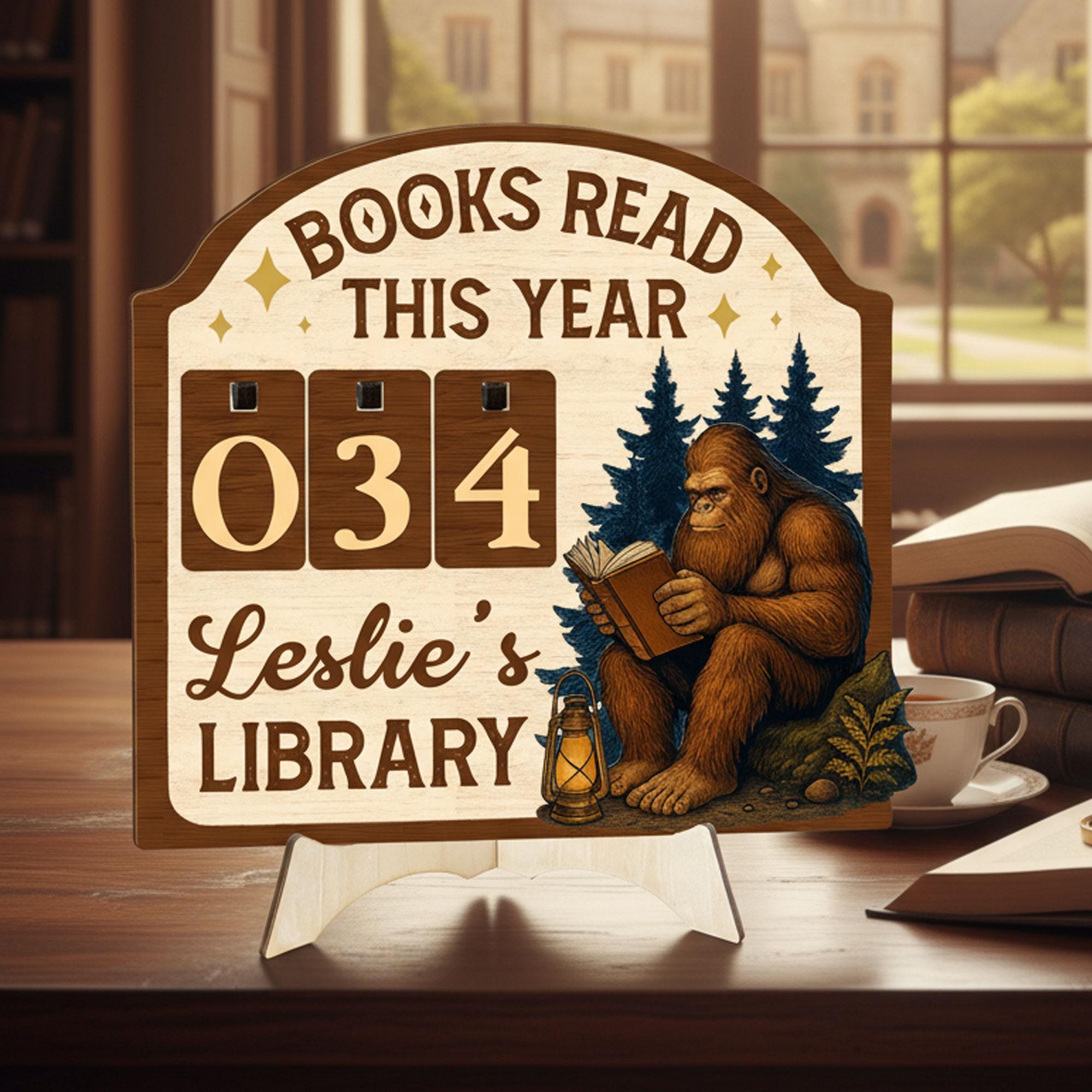 Bigfoot Books Read Tracker: Personalized Wood Sign, Bookish Decor