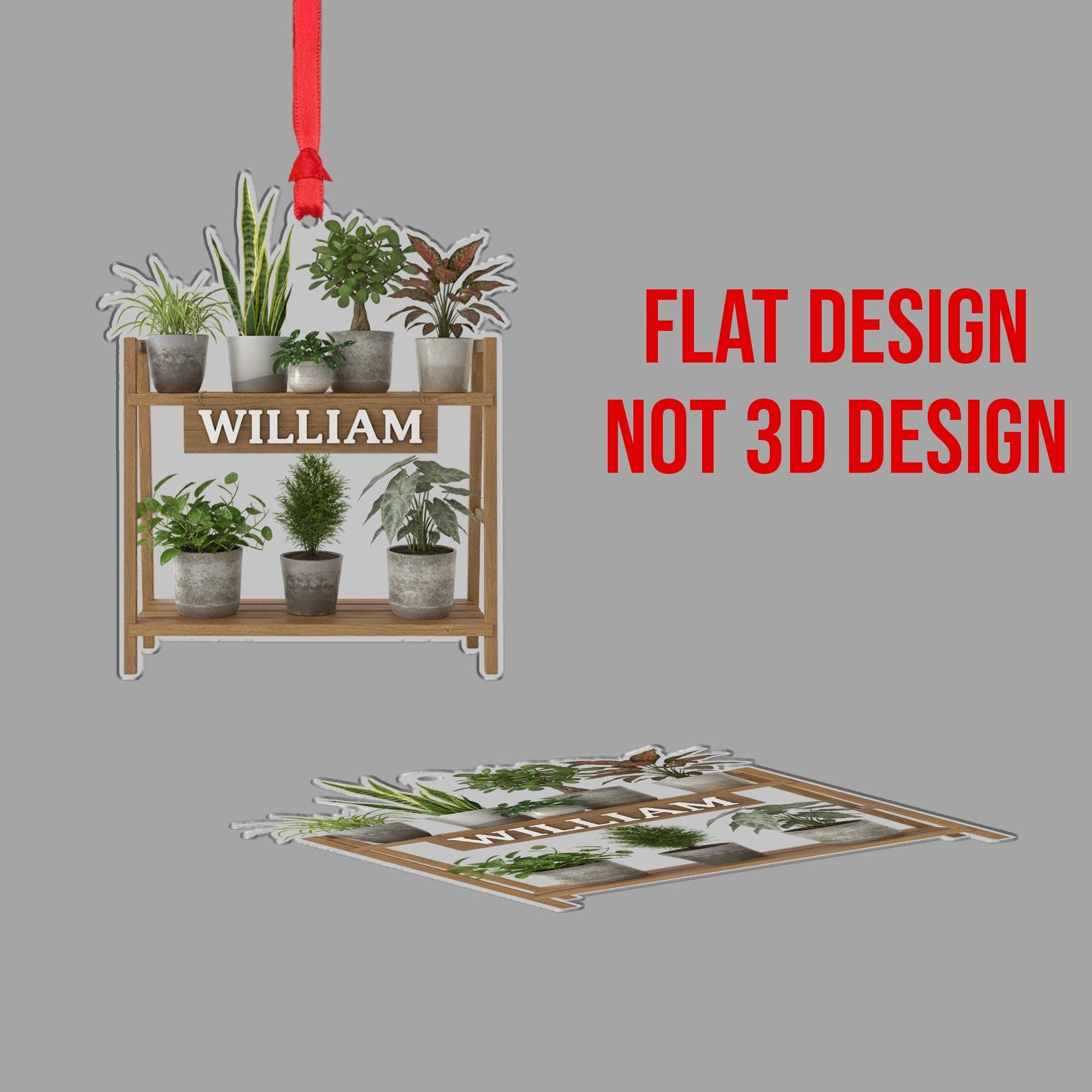 Personalized Plant Shelf Ornament: Wooden & Acrylic Potted Plant Display