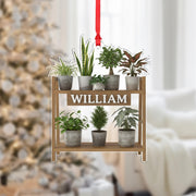 Personalized Plant Shelf Ornament: Wooden & Acrylic Potted Plant Display