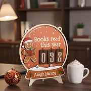 Gingerbread Christmas Books Read Tracker: Wooden Library Gift
