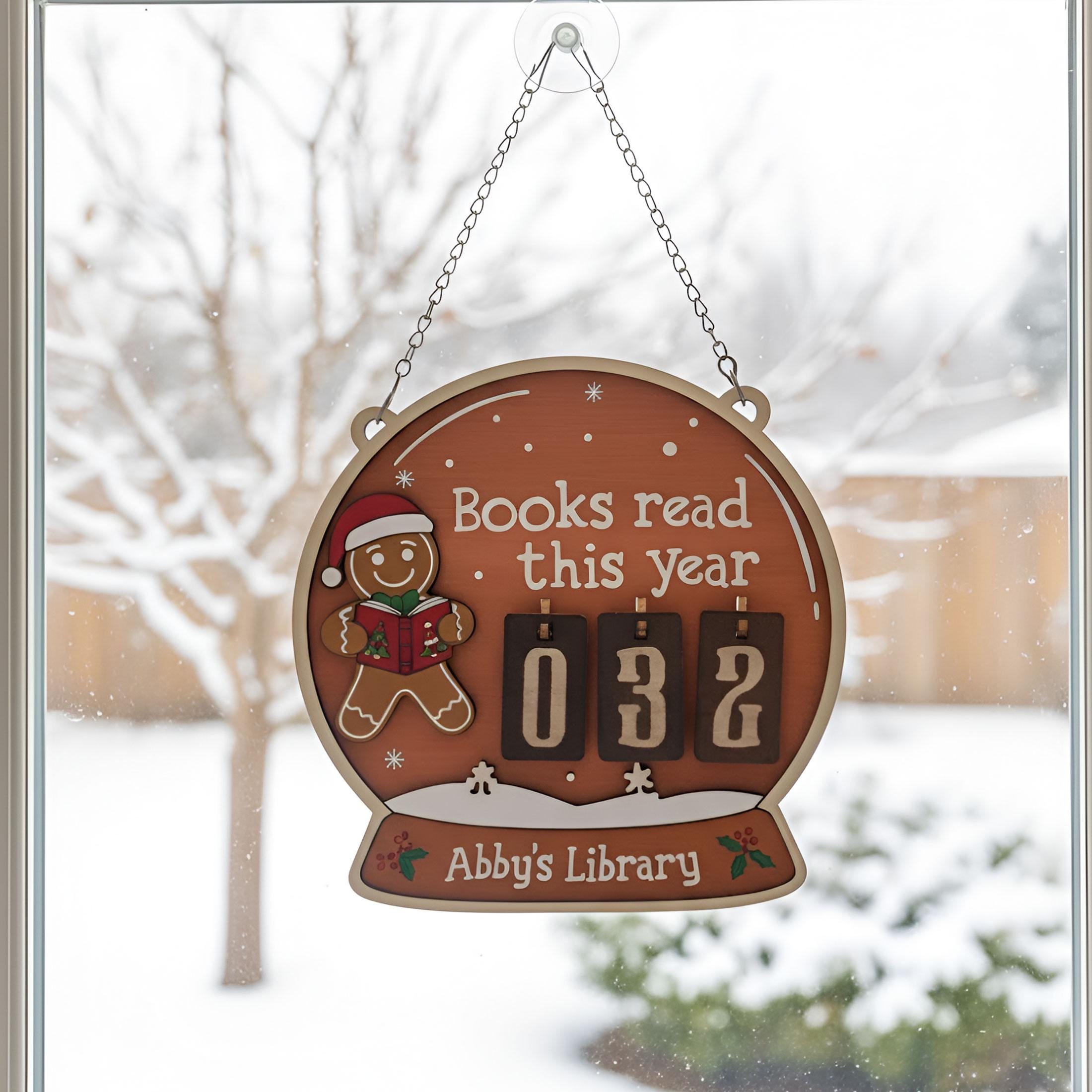 Gingerbread Christmas Books Read Tracker: Wooden Library Gift