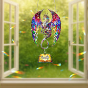 Custom Dragon Acrylic Suncatcher with Custom Charm Name, Mystical Window Hanging Decor