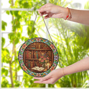 Glass Suncatcher – Bookshelf Floral Design Home Window Decor