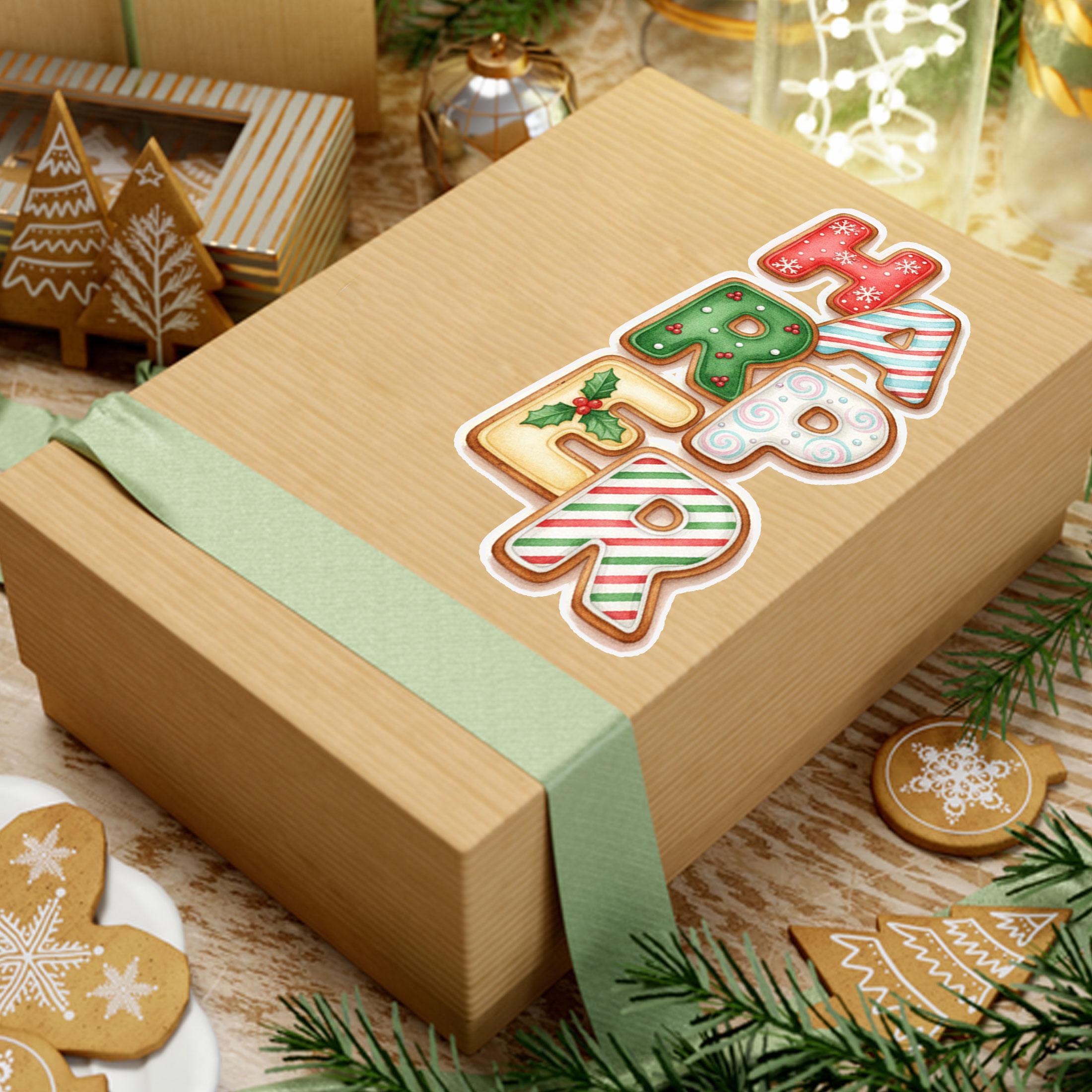 Custom Gingerbread Alphabet Sticker: Kids Name Gift Box Labels, Christmas Tag Letters, Personalized Packaging