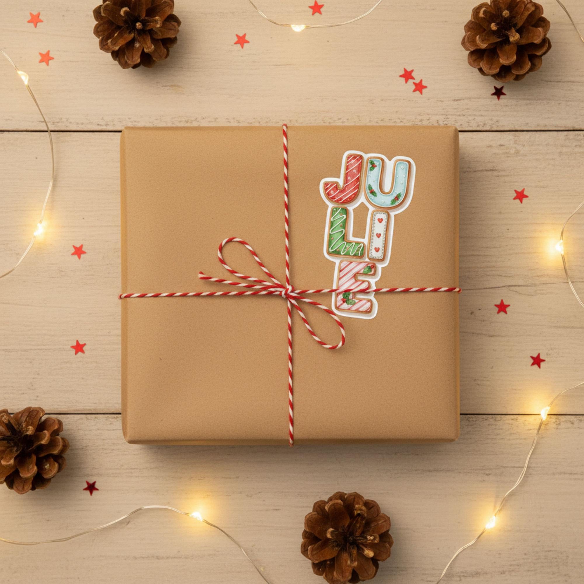 Custom Gingerbread Alphabet Sticker: Kids Name Gift Box Labels, Christmas Tag Letters, Personalized Packaging