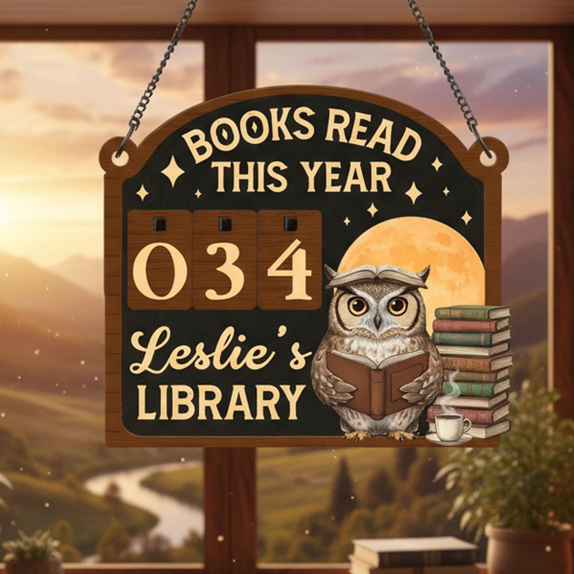 Owl Book Tracker Sign: Personalized Reading Counter, Library Decor