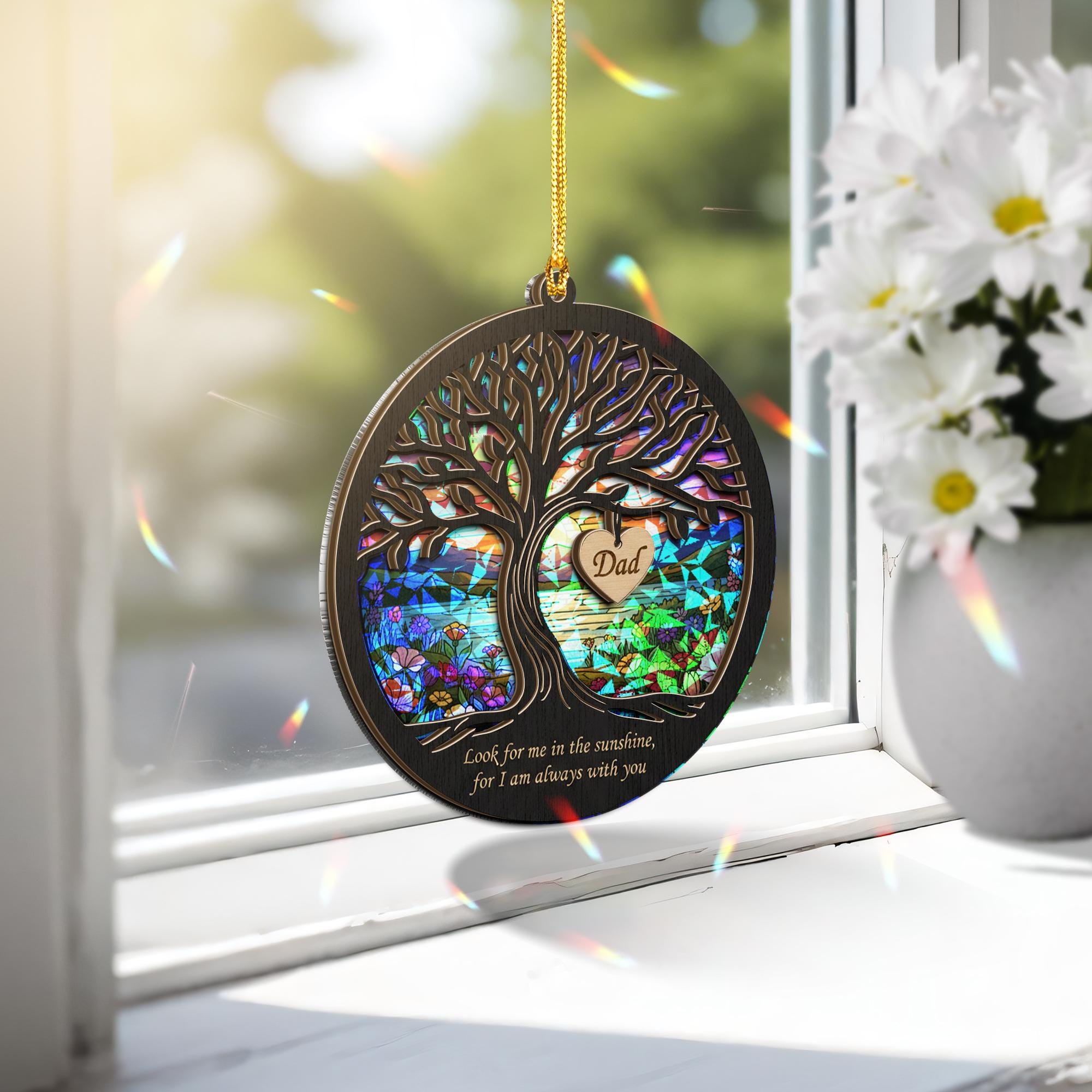 Custom Wood & Hologram Ornament: Memorial Tribute Keepsake