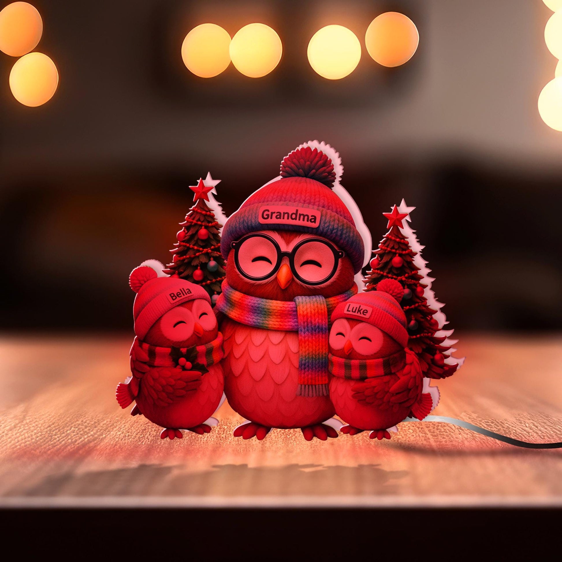 Personalized Owl Family Light Box – Custom Grandma Gift image 6