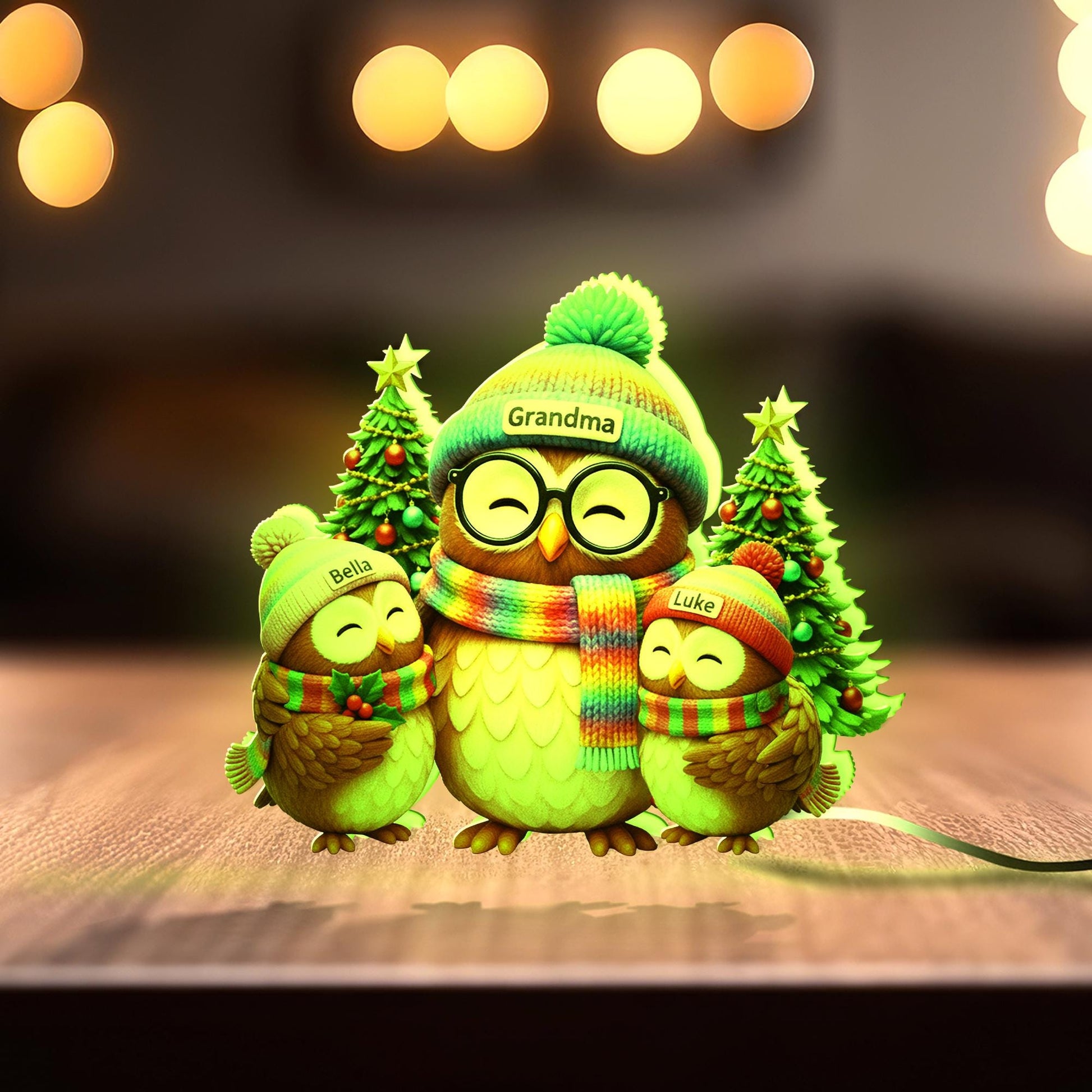 Personalized Owl Family Light Box – Custom Grandma Gift image 5