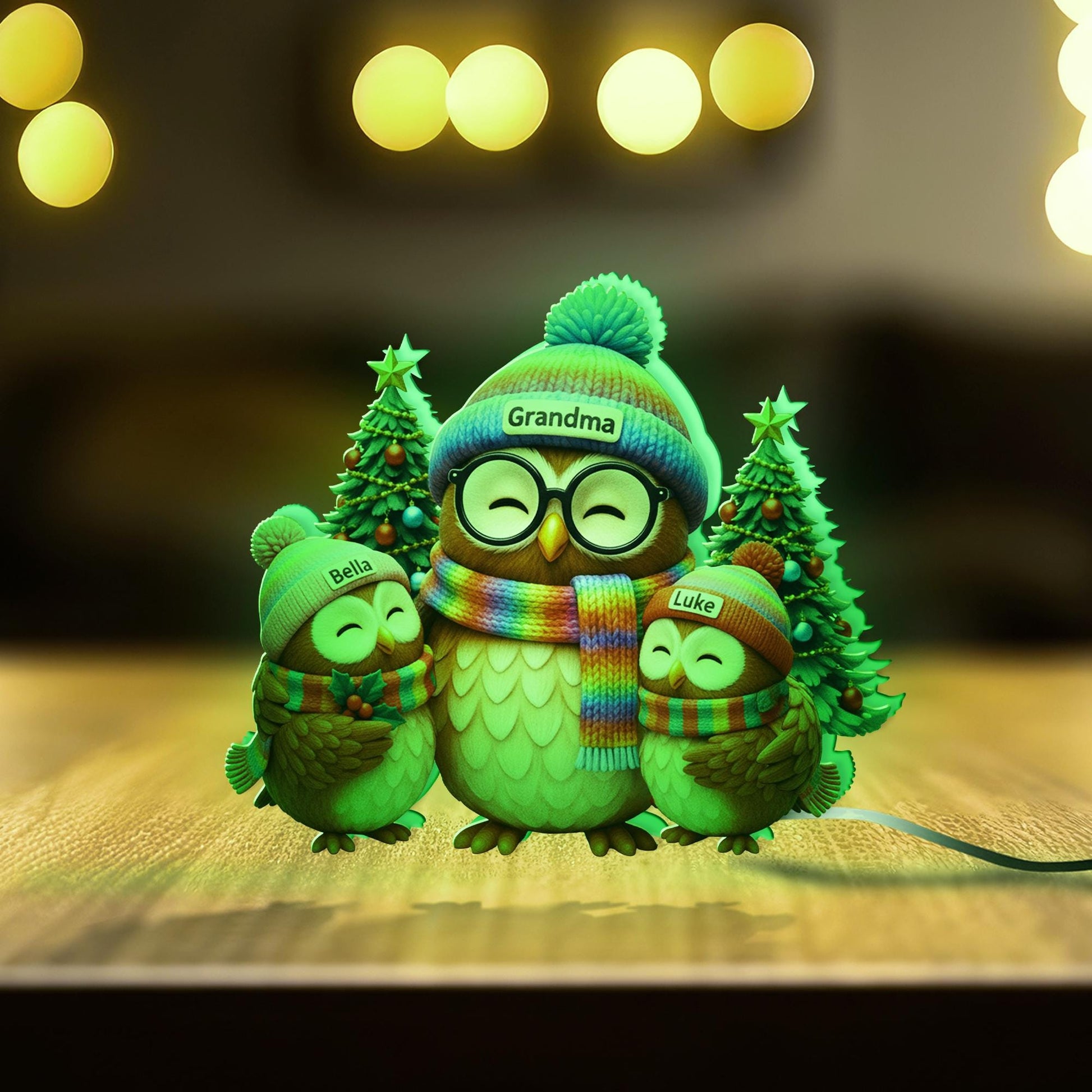 Personalized Owl Family Light Box – Custom Grandma Gift image 8