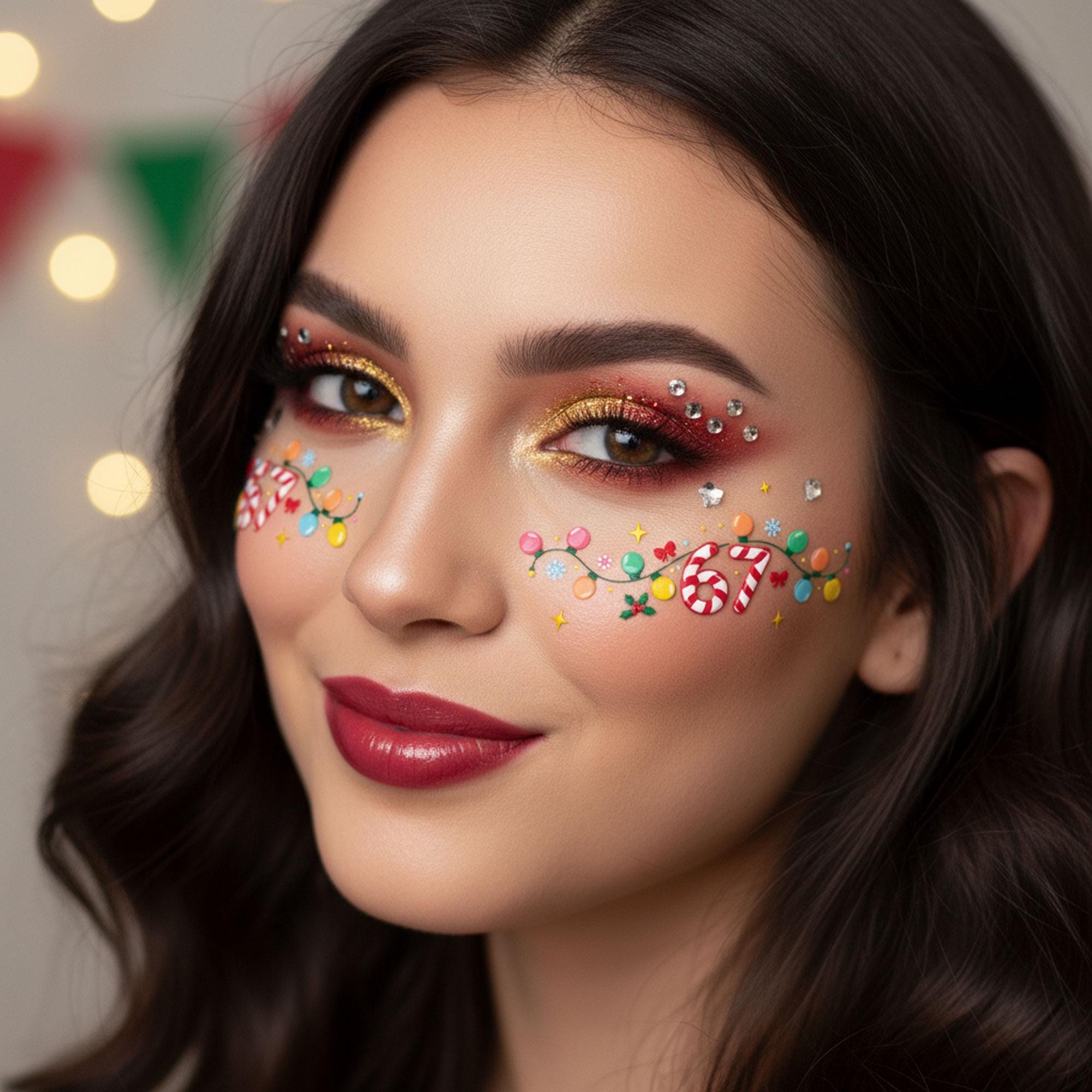 Meme Christmas Tattoo Stickers: Gen Z Slang String Lights image 3