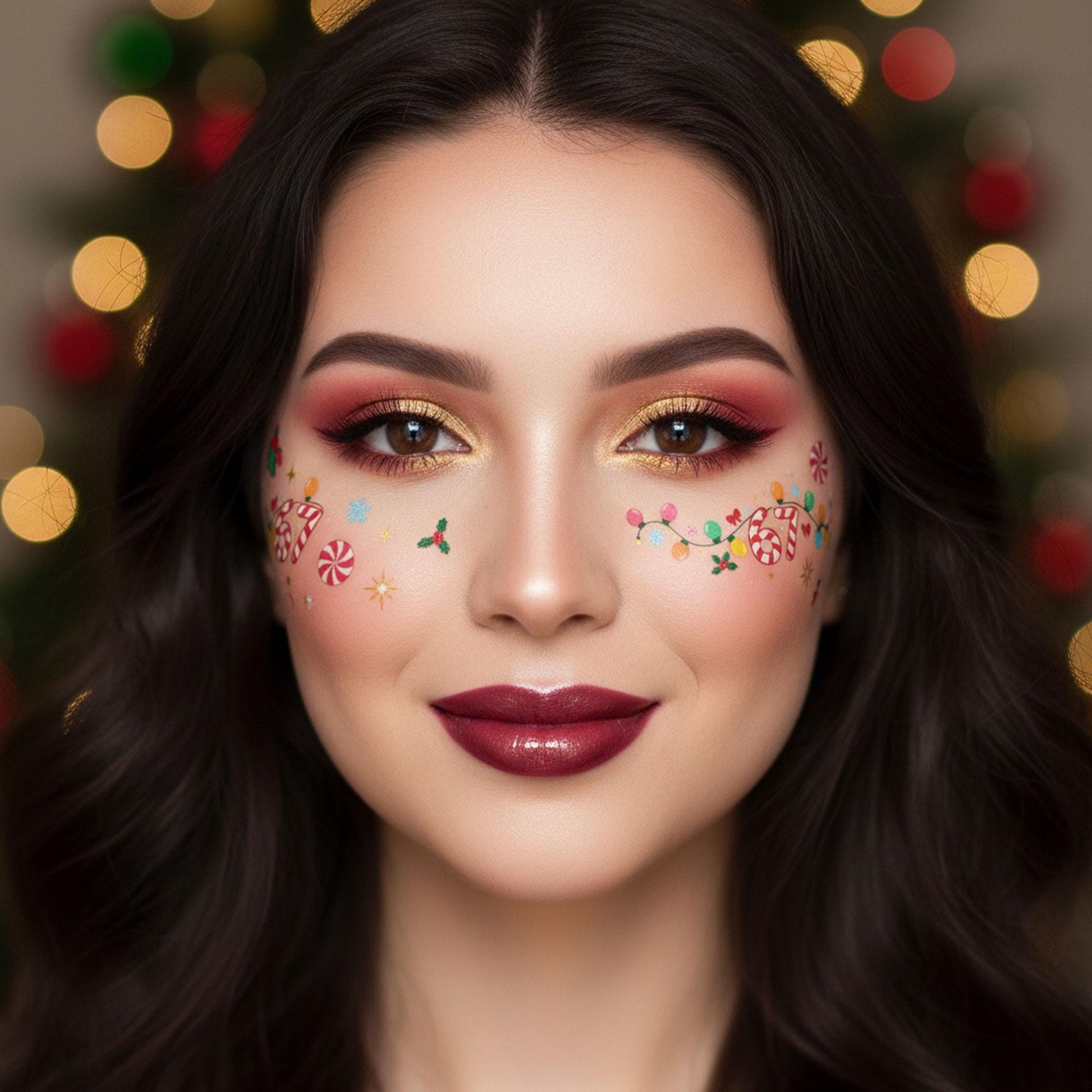 Meme Christmas Tattoo Stickers: Gen Z Slang String Lights image 2