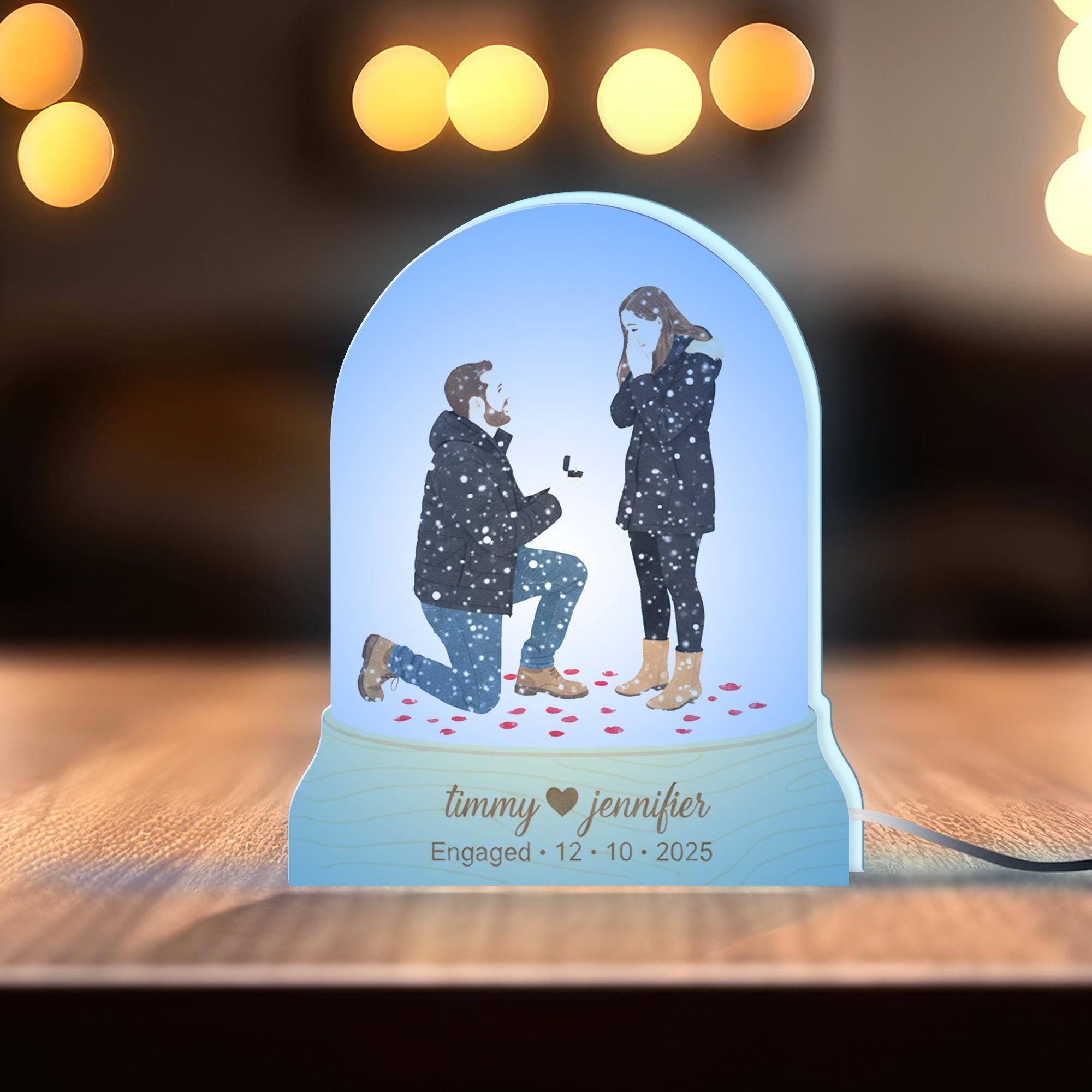 Custom Photo Couple Night Light Box: Personalized Engaged Gift image 2