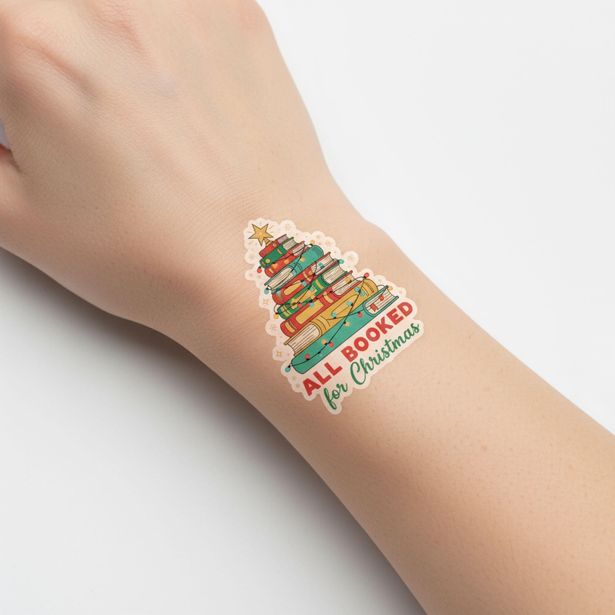Book Christmas Tree Tattoo Sticker: Festive Librarian Gift image 2