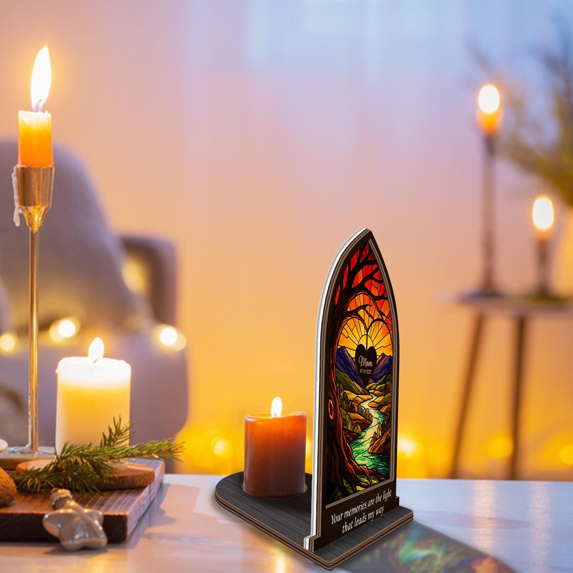Personalized Memorial Sunset Candle Holder - Custom Remembrance Gift for Mom image 4