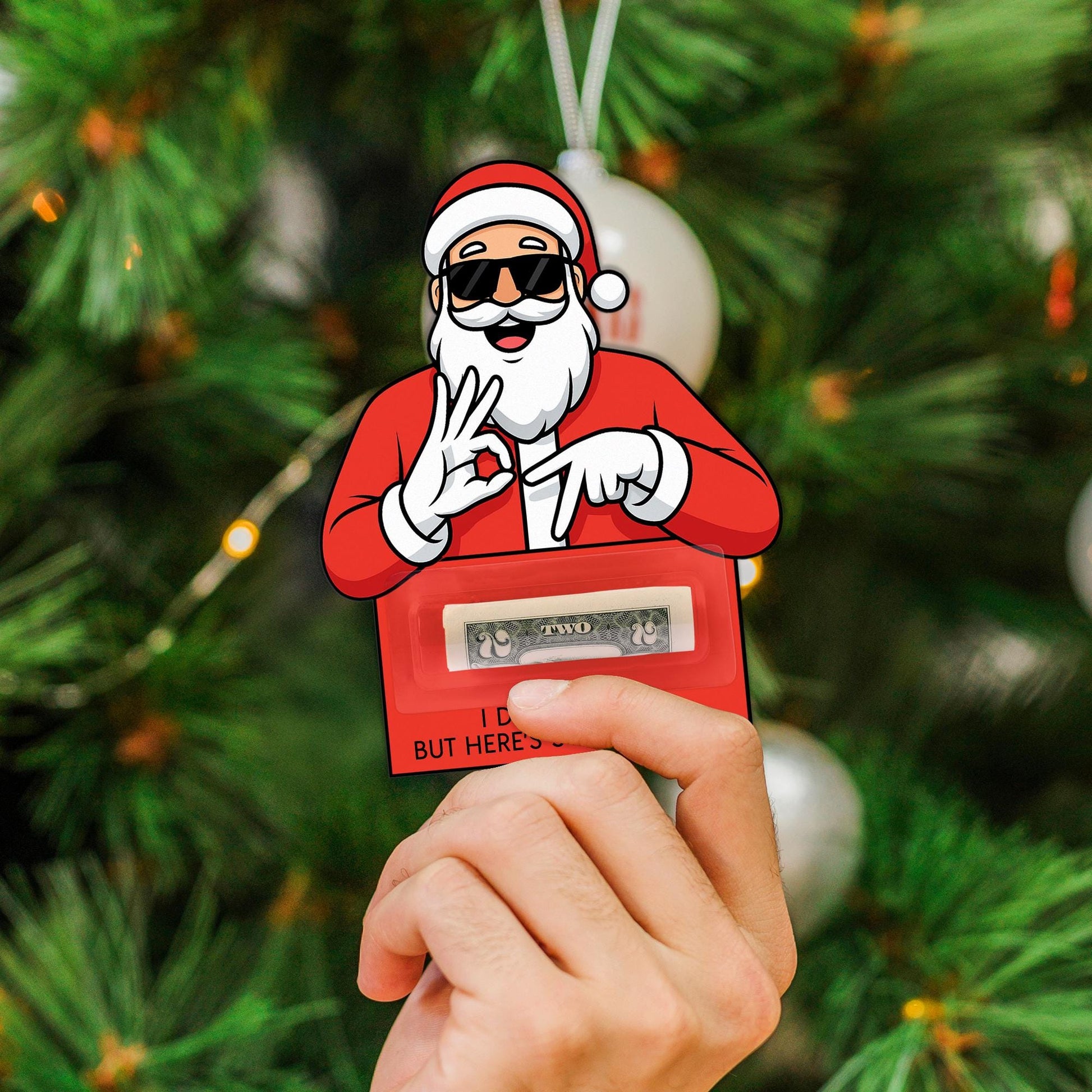 Funny Christmas Money Holder Ornament – Santa Holiday Cash or Gift Card Holder image 2