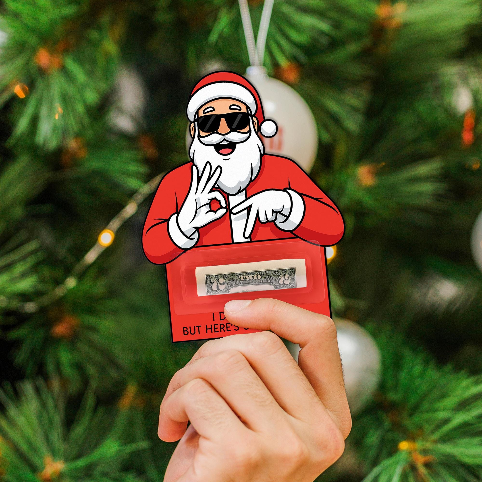 Funny Christmas Money Holder Ornament – Santa Holiday Cash or Gift Card Holder image 2