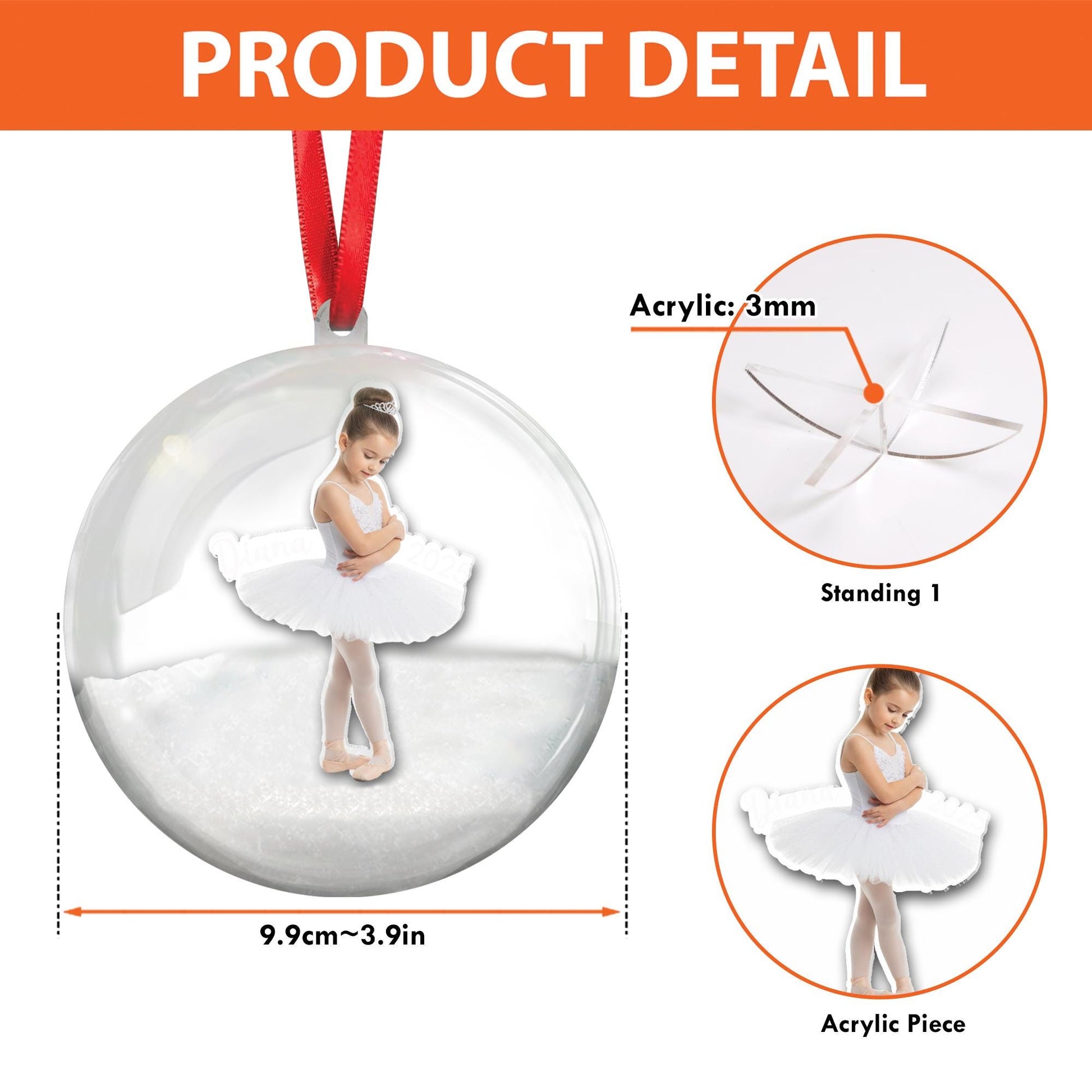 Personalized Ballerina Ornament – Custom Photo Christmas Keepsake Gift image 4