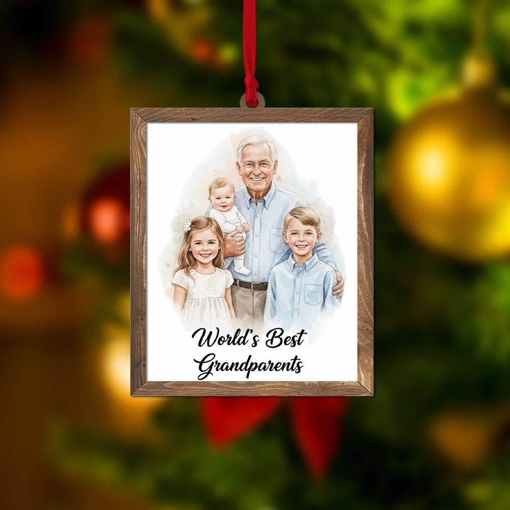 Personalized Grandparent Ornament – Custom Family Portrait Christmas Keepsake Gift image 1