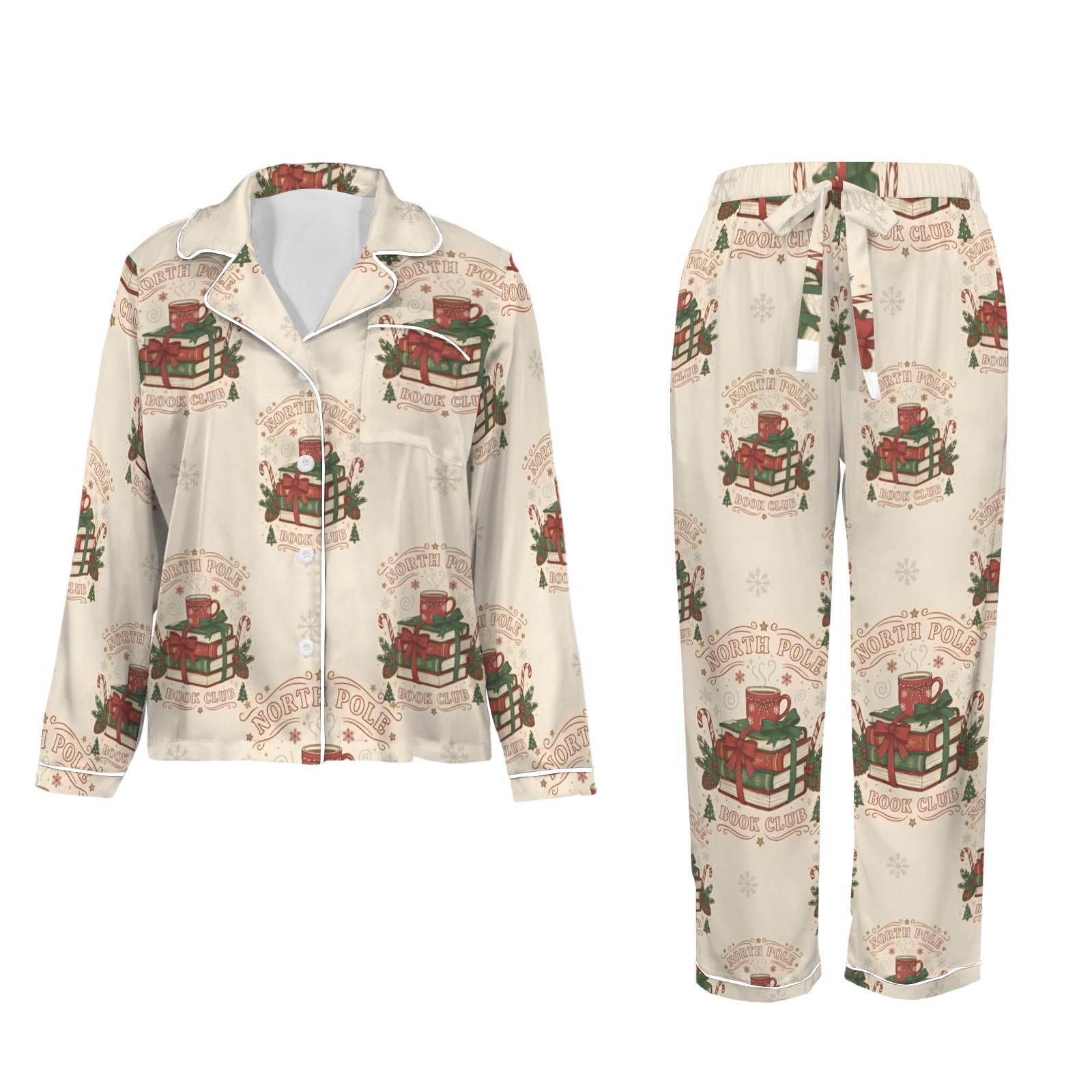 Christmas Pajama Set: Satin North Pole Book Club Sleepwear image 4