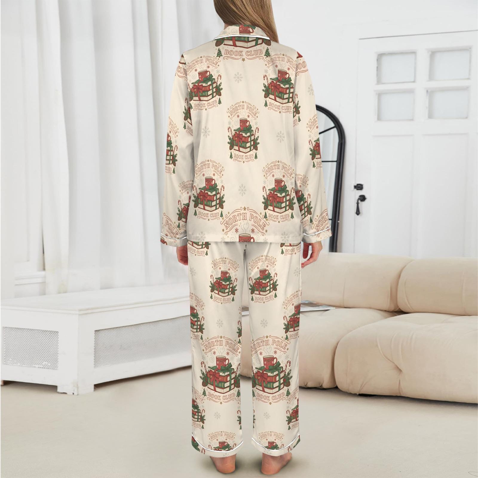 Christmas Pajama Set: Satin North Pole Book Club Sleepwear image 2
