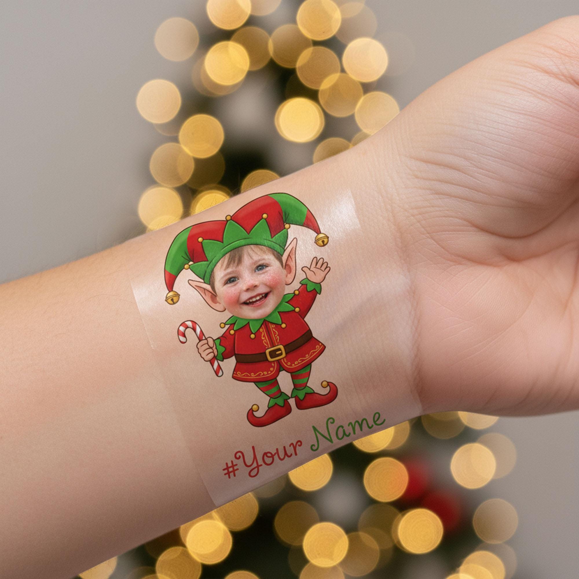 Custom Photo Elf Tattoo Sticker: Personalized Christmas Party Favor for Kids & Families image 3