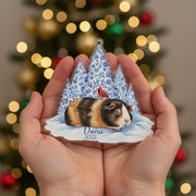 Acrylic Guinea Pig Ornament: Pet Memorial Portrait Calico Winter