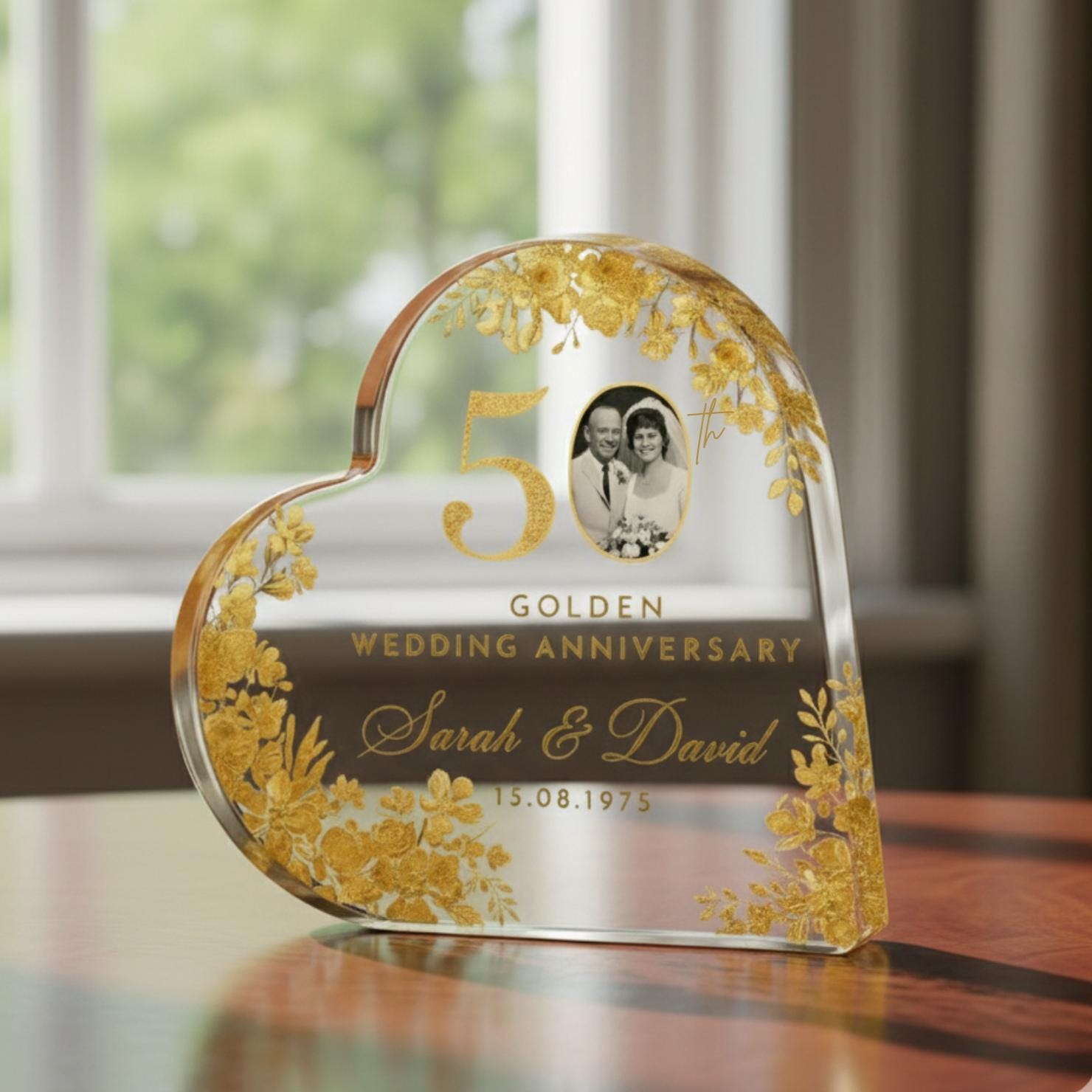 50th Anniversary Acrylic Plaque: Golden Wedding Custom Photo