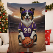 Custom Basketball Pet Portrait Fleece Blanket, Personalized Pet Throw