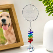 Mom Memorial Glass Ornament with White Butterfly Charm and Crystal Rainbow Suncatcher