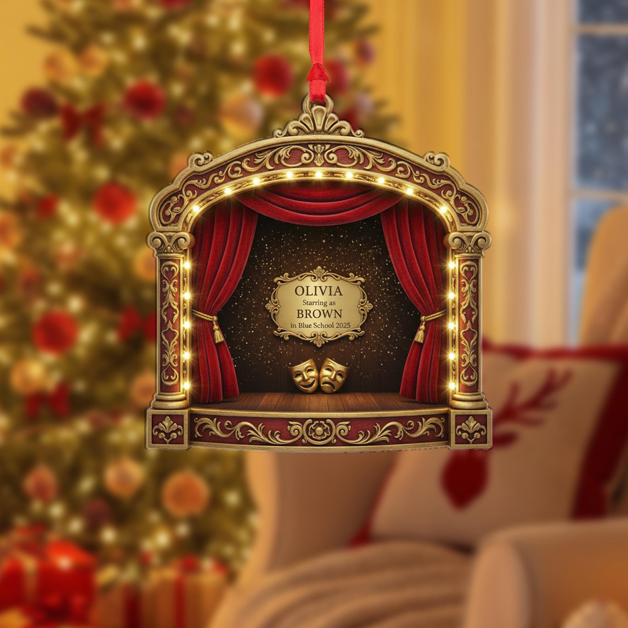 Personalised Theatre Stage Ornament – Actor Actress Christmas Ornament, School Playing Keepsake