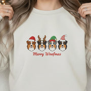 Embroidered Australian Shepherd Sweatshirt: Merry Woofmas Holiday Apparel