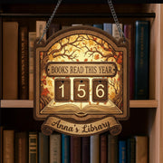 Personalized Autumn Books Read This Year Tracker – Hanging Library Wall Sign Gift