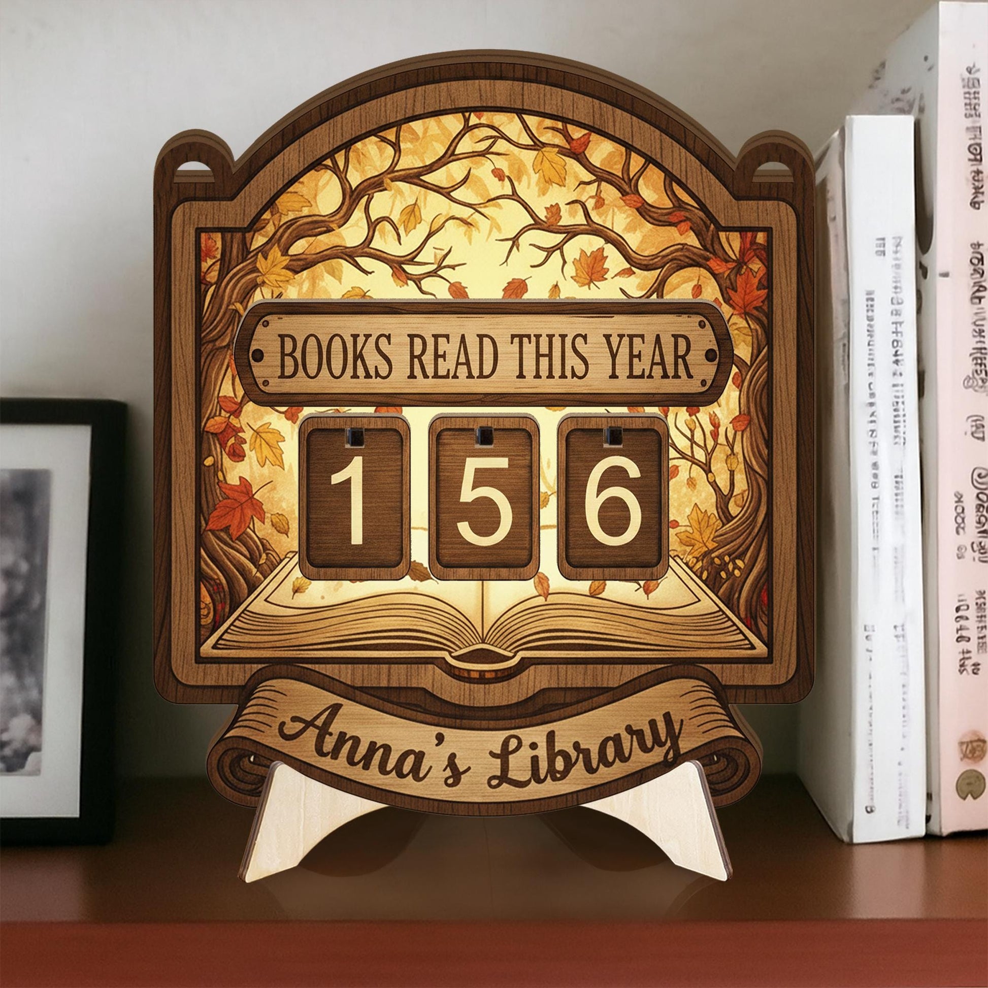 Personalized Autumn Books Read This Year Tracker – Hanging Library Wall Sign Gift