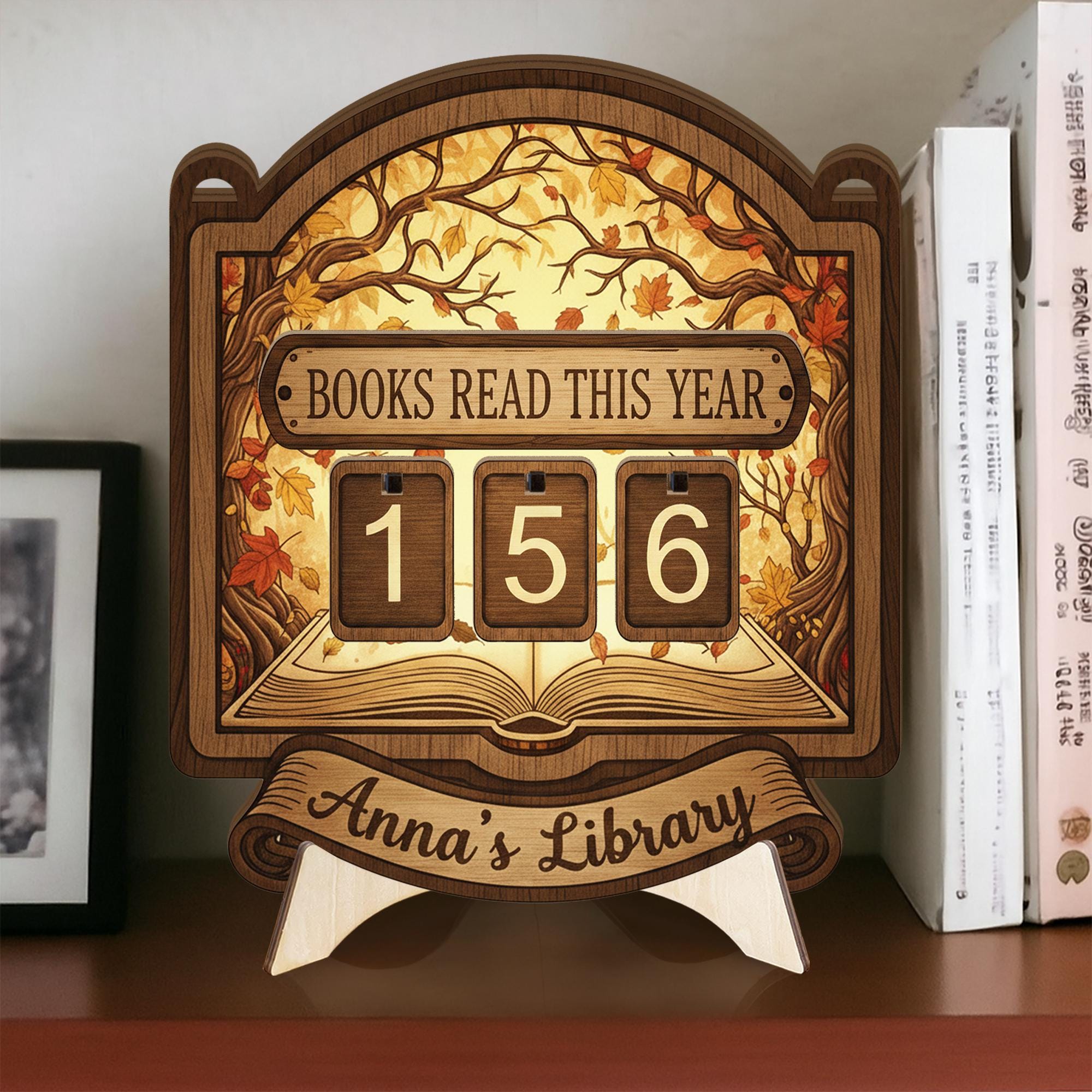 Personalized Autumn Books Read This Year Tracker – Hanging Library Wall Sign Gift