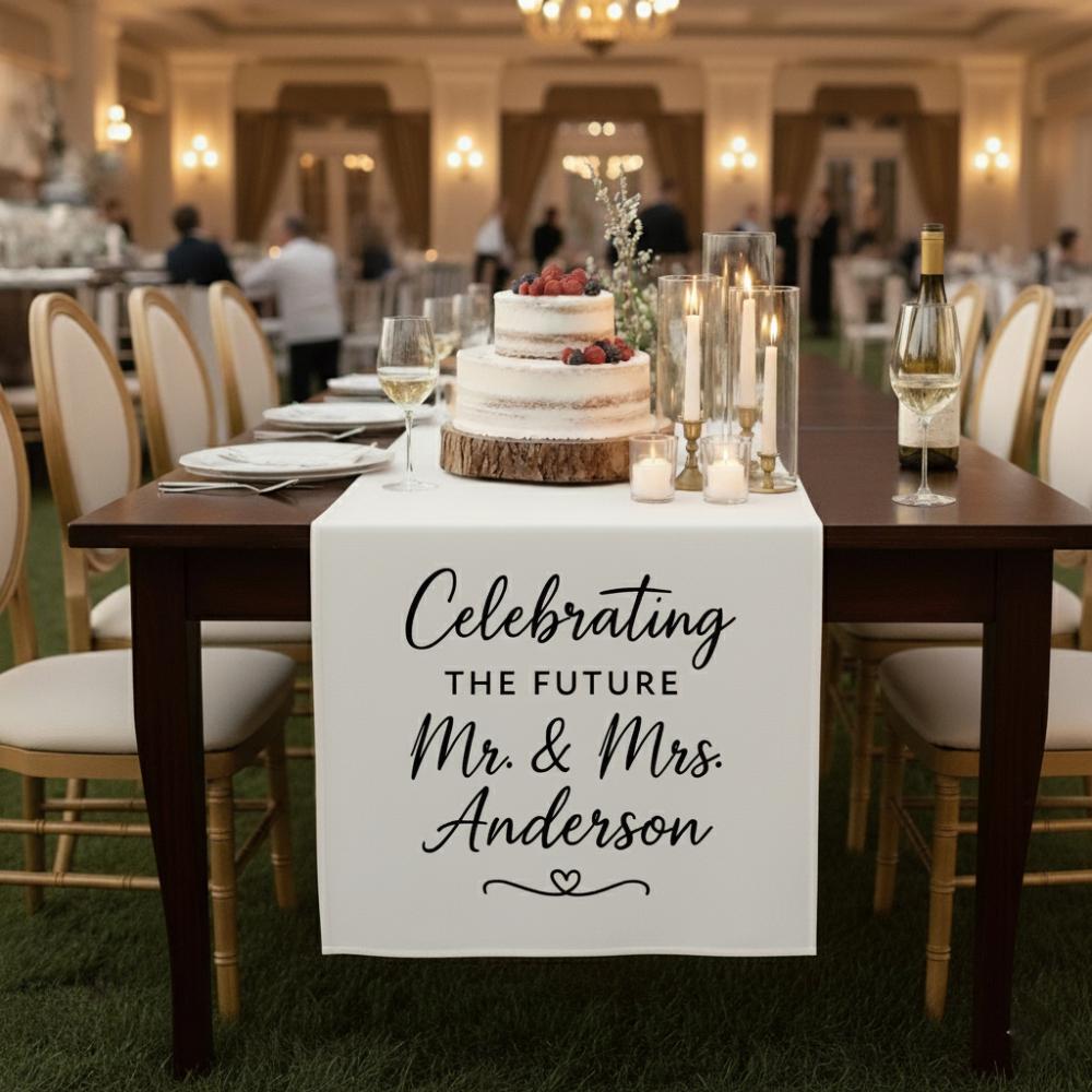 Custom Wedding Table Decor: Personalized Last Name Reception Head Table sign