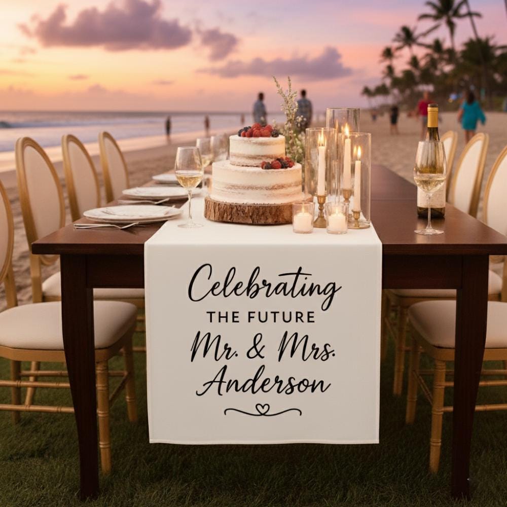 Custom Wedding Table Decor: Personalized Last Name Reception Head Table sign