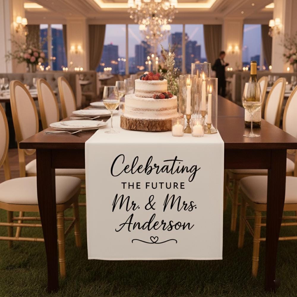 Custom Wedding Table Decor: Personalized Last Name Reception Head Table sign