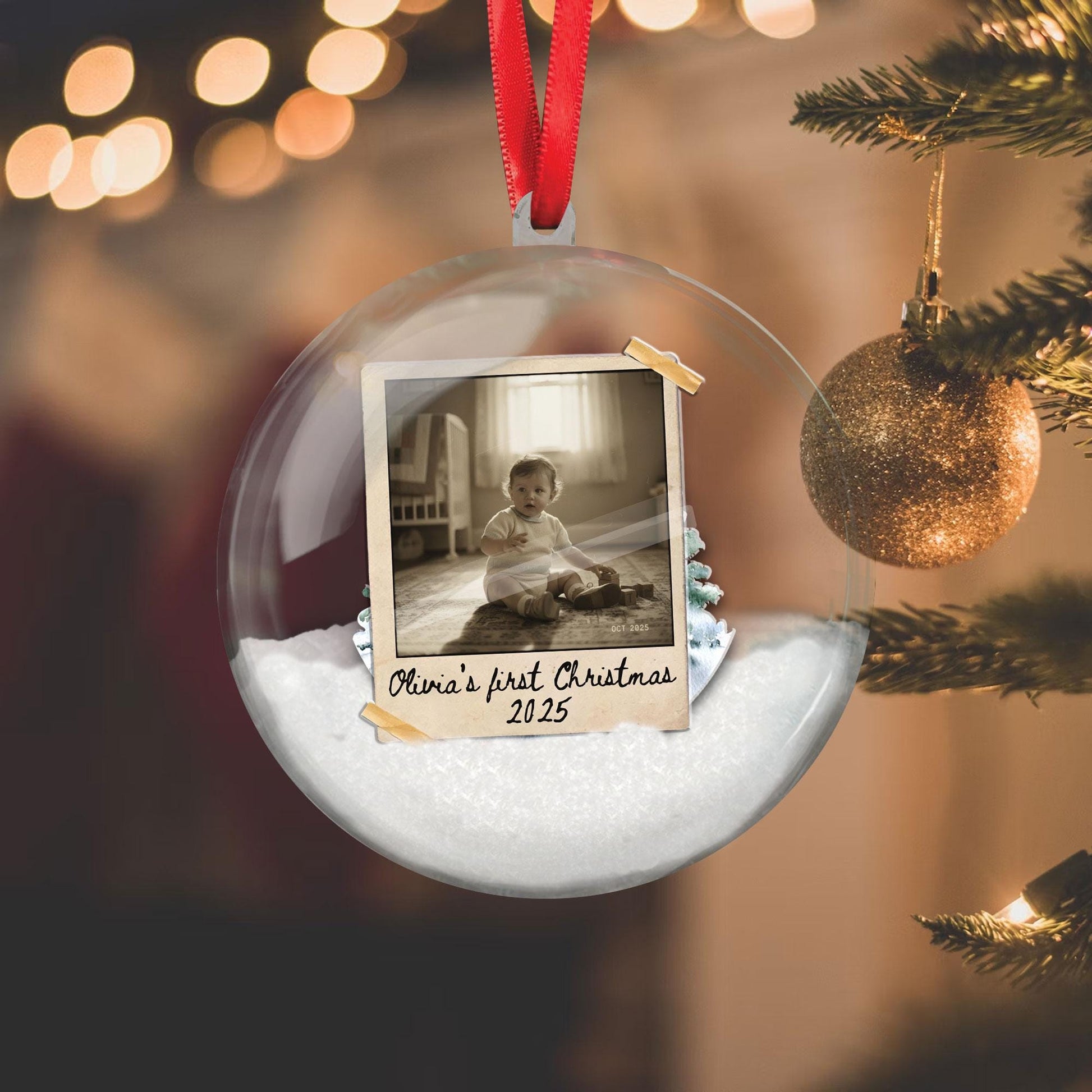 Baby’s First Christmas Ornament: Custom Vintage Photo 3D Ball Ornament, Personalized Keepsake for 2025 image 4