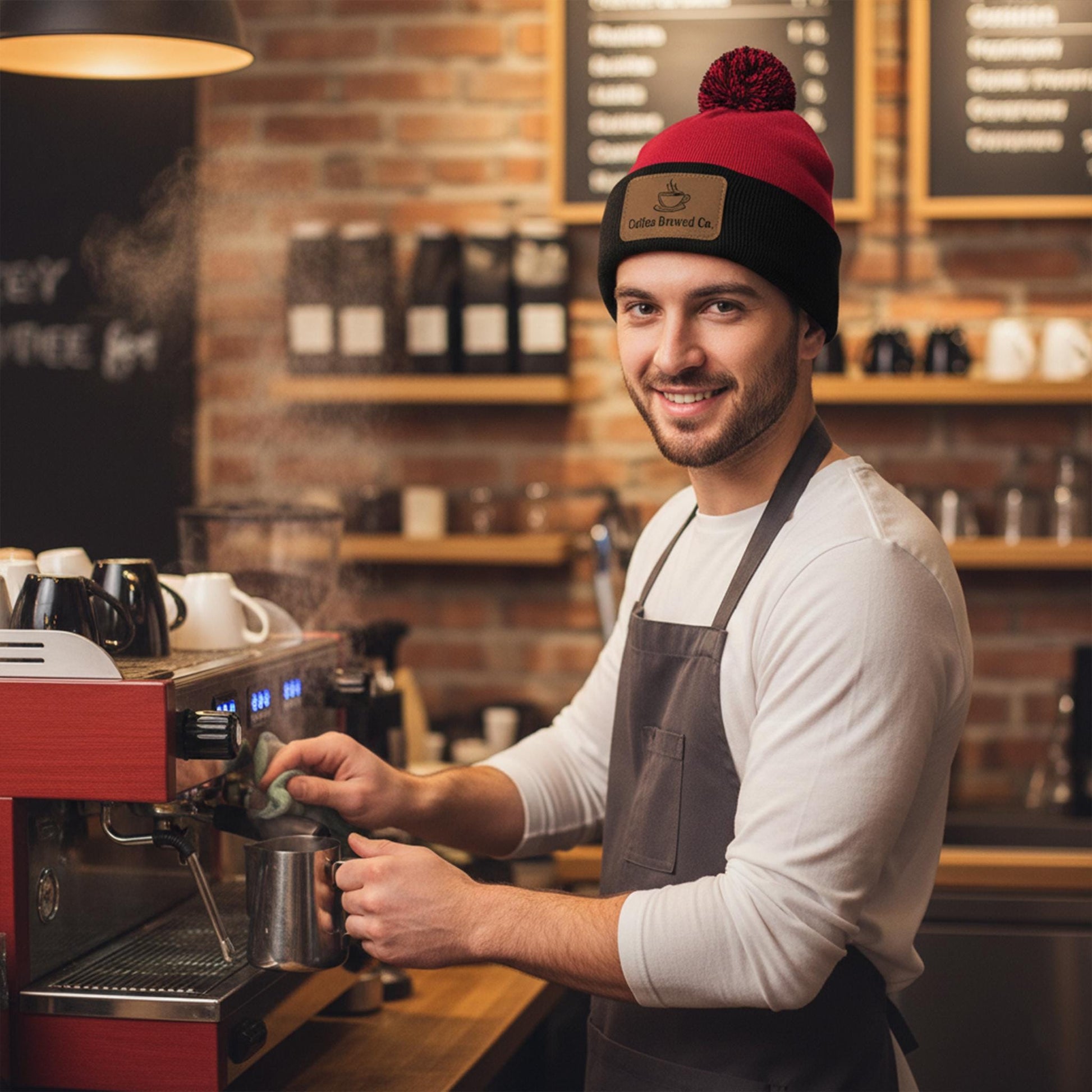 Custom Logo And Company Pom-Pom Cuffed Beanie: Personalized Winter Cap image 2