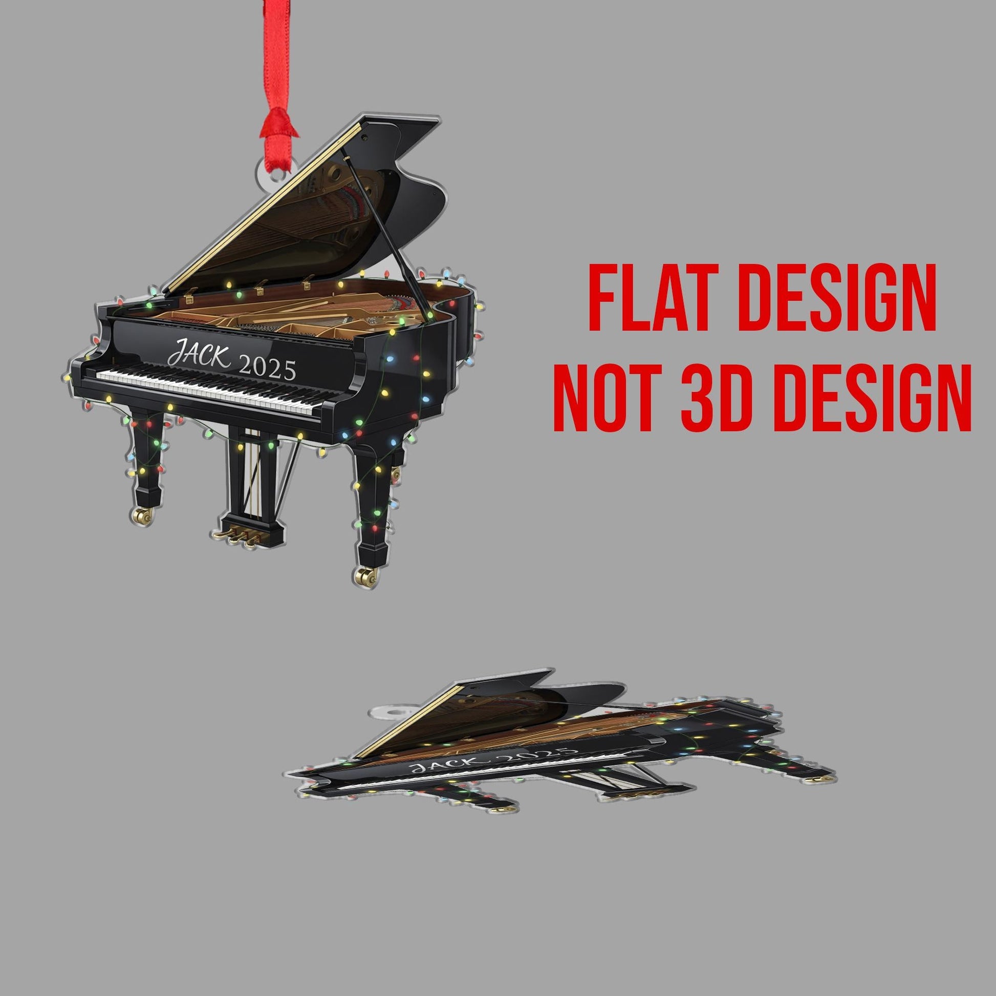 Grand Piano Christmas Ornament: Personalized Black Grand Piano Gift image 3
