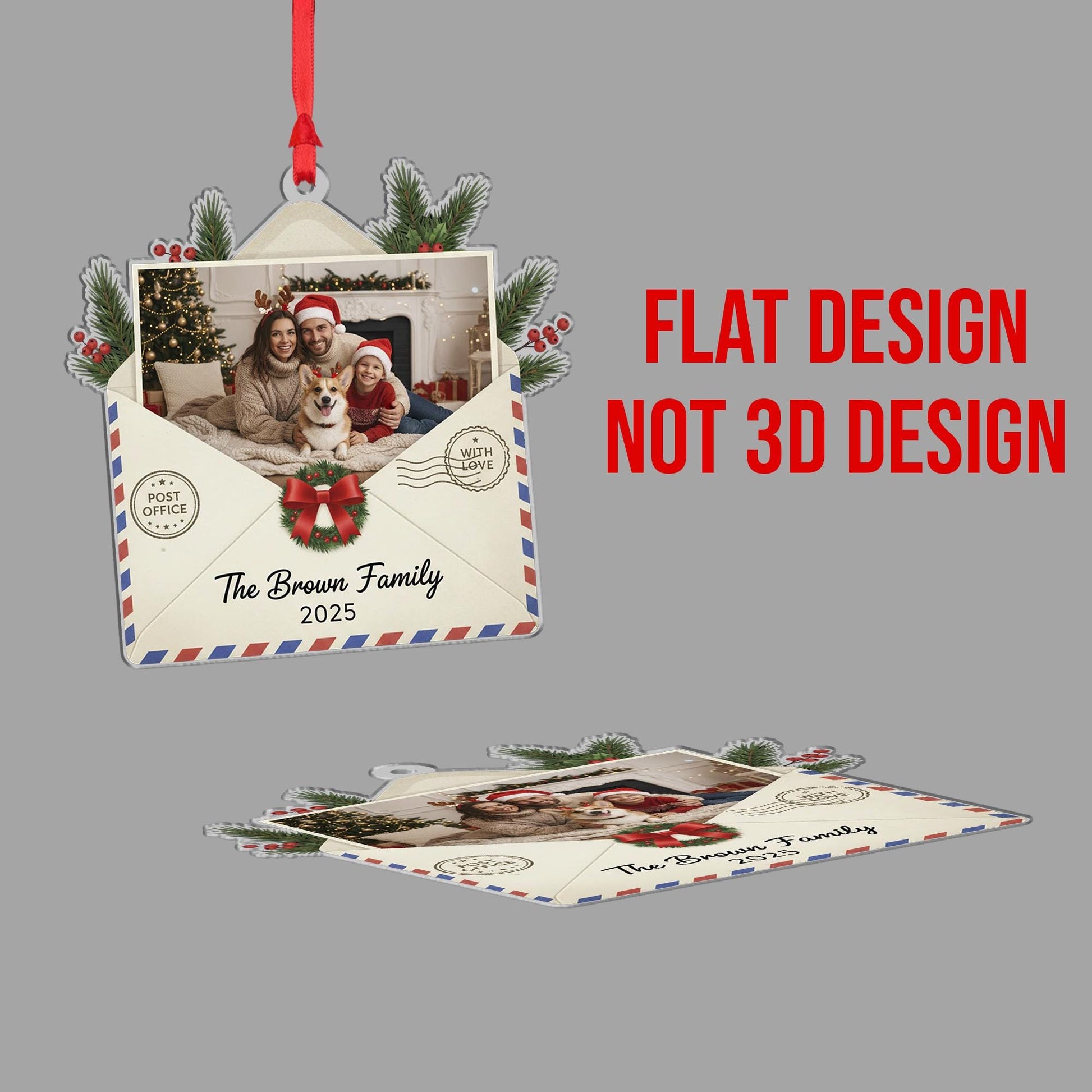 Custom Family Photo Ornament - Personalized Christmas Envelope Keepsake Gift image 3