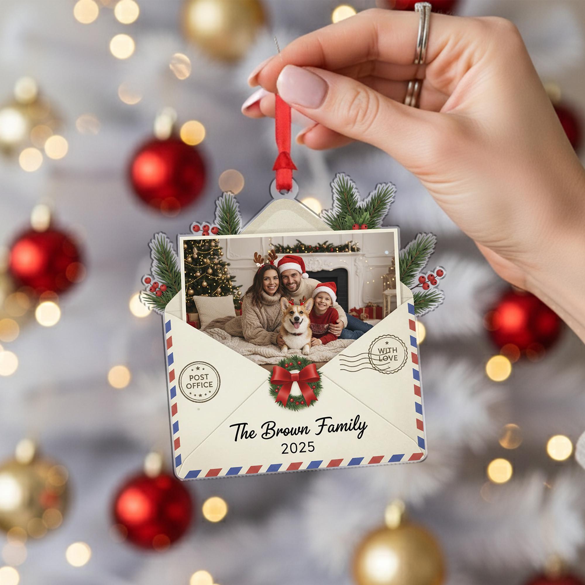 Custom Family Photo Ornament - Personalized Christmas Envelope Keepsake Gift image 4