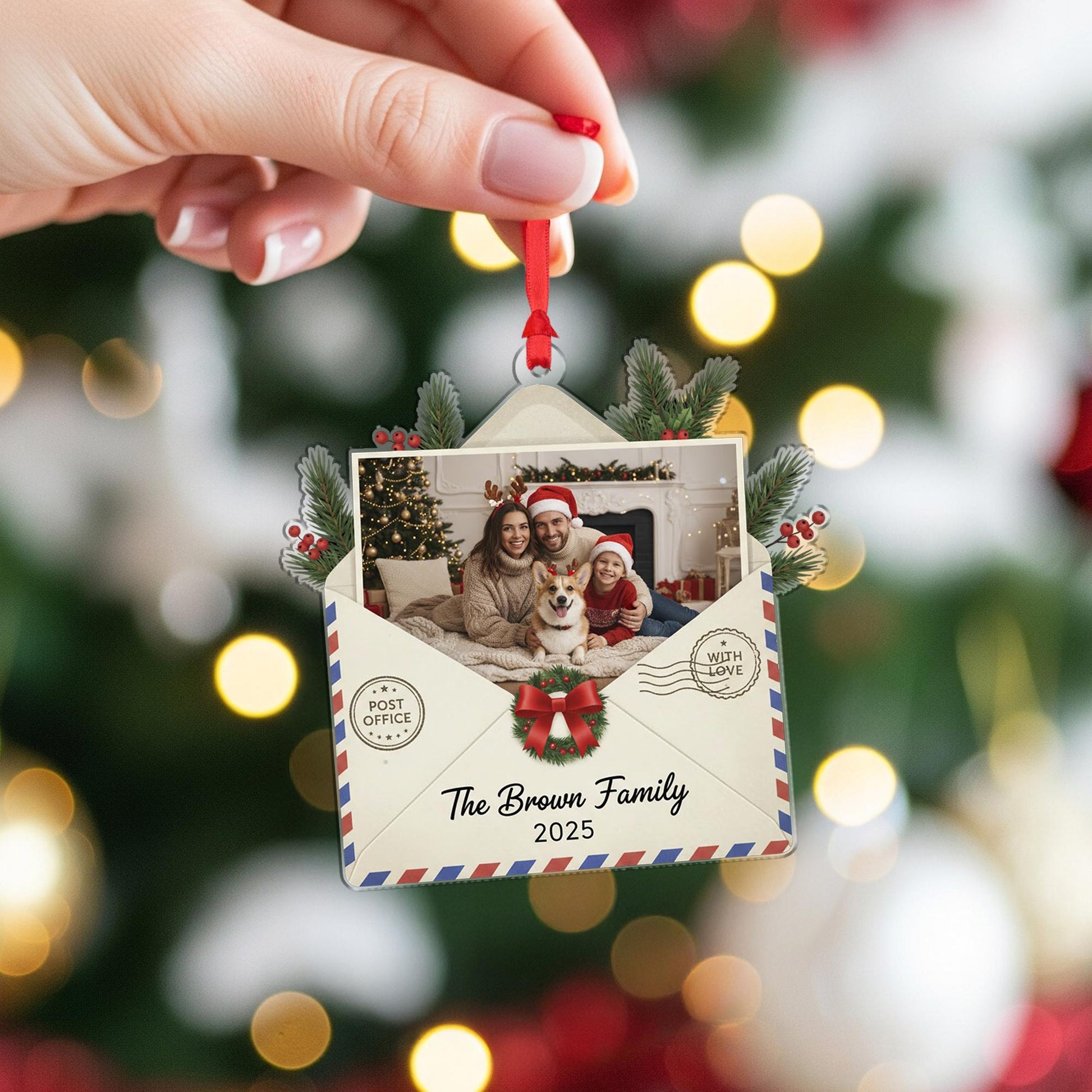 Custom Family Photo Ornament - Personalized Christmas Envelope Keepsake Gift image 5
