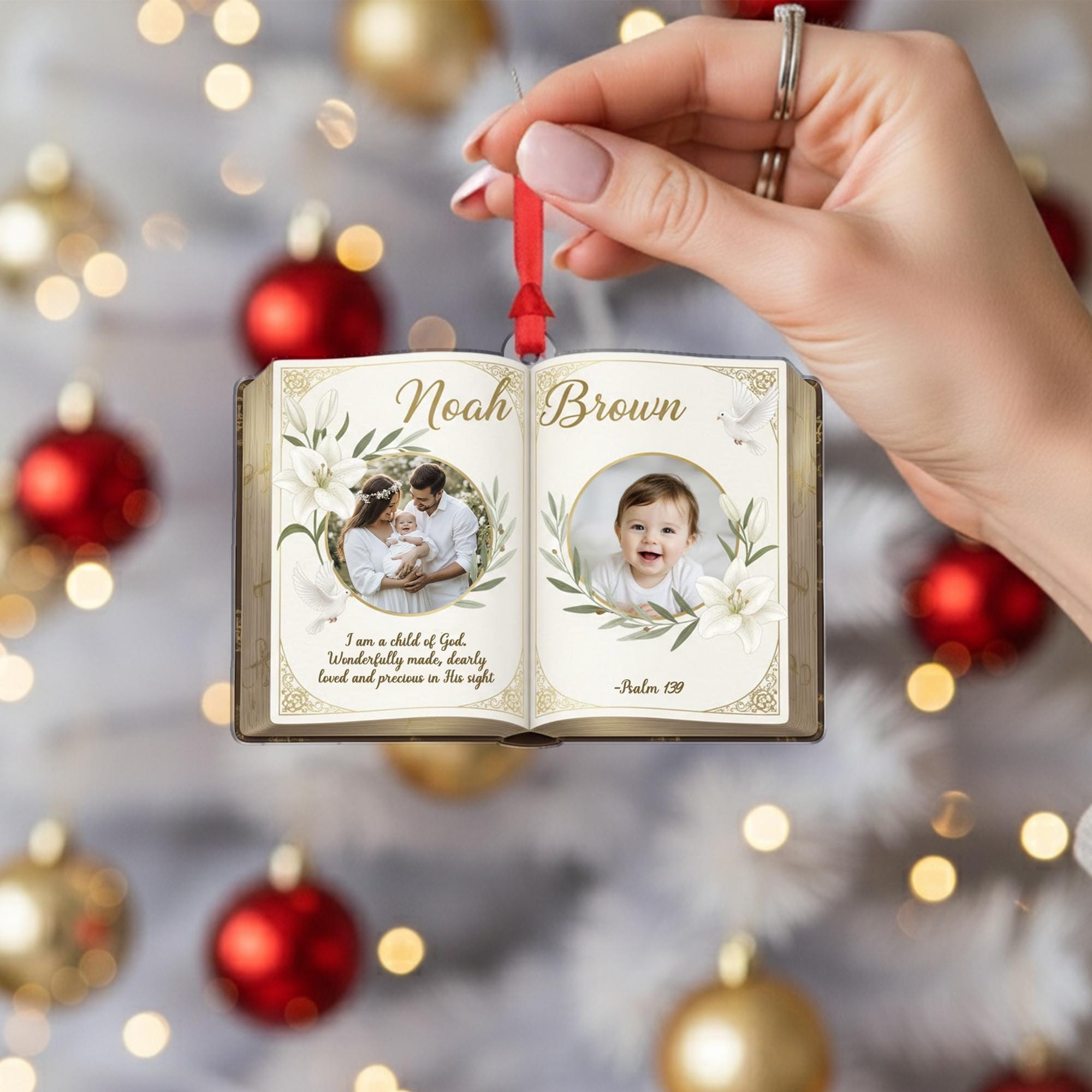 Personalized Baby Photo Ornament - Custom Bible Verse Baptism Keepsake image 5