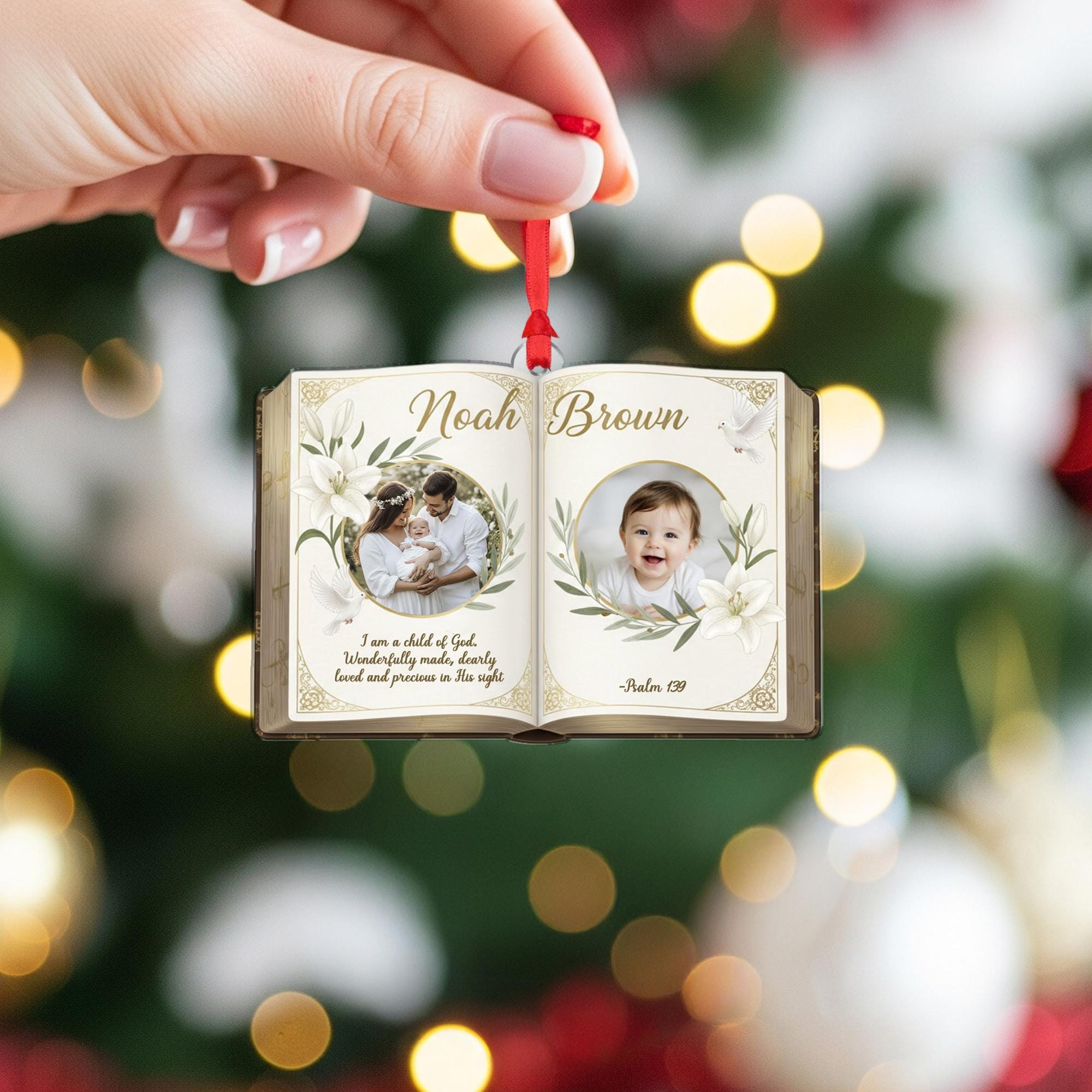 Personalized Baby Photo Ornament - Custom Bible Verse Baptism Keepsake image 6